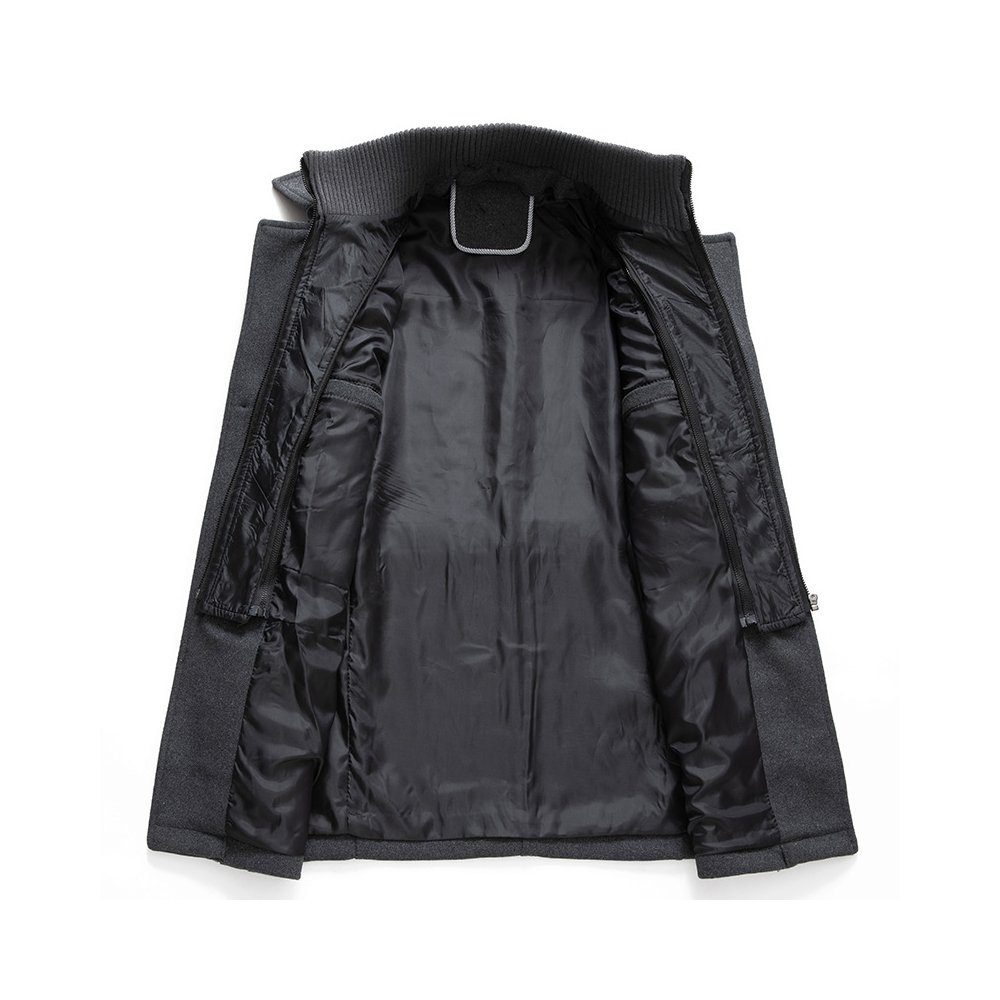 Zeaicos Dufflecoat Herren Wintermantel Abnehmbare Doppelkragen Slim Fit Jacke (1-tlg) Warmer, doppellagiger Kragen
