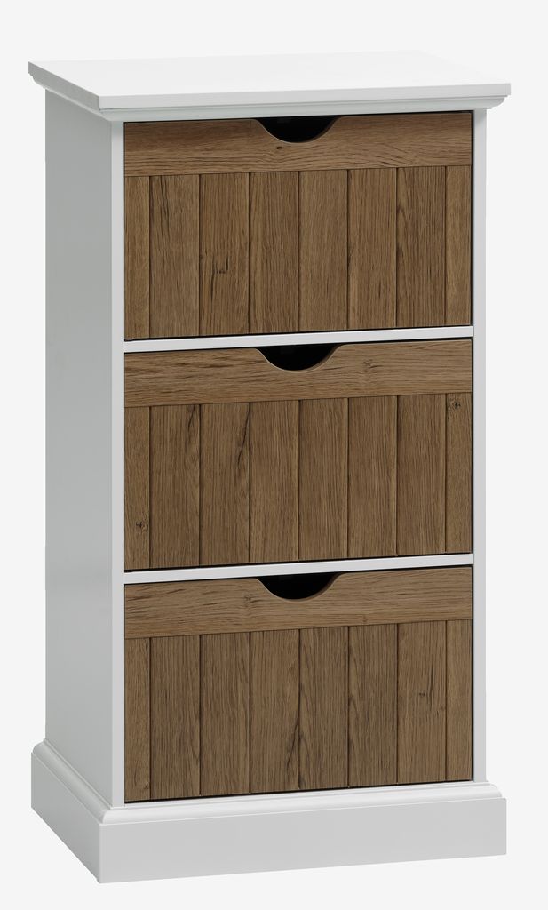 Commode OLDEKROG 3 tiroirs chêne/blanc