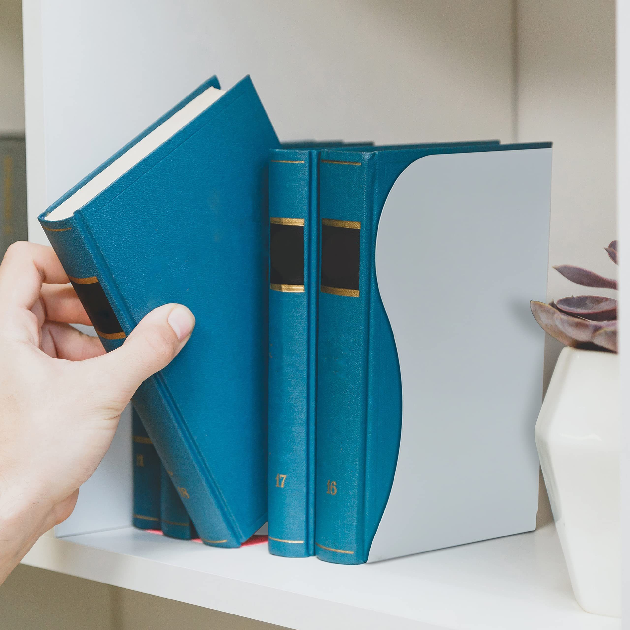Belle Vous Zeitungsständer Ausziehbare Buchstützen - 41cm Weiß, Extendable Bookends - 41cm White