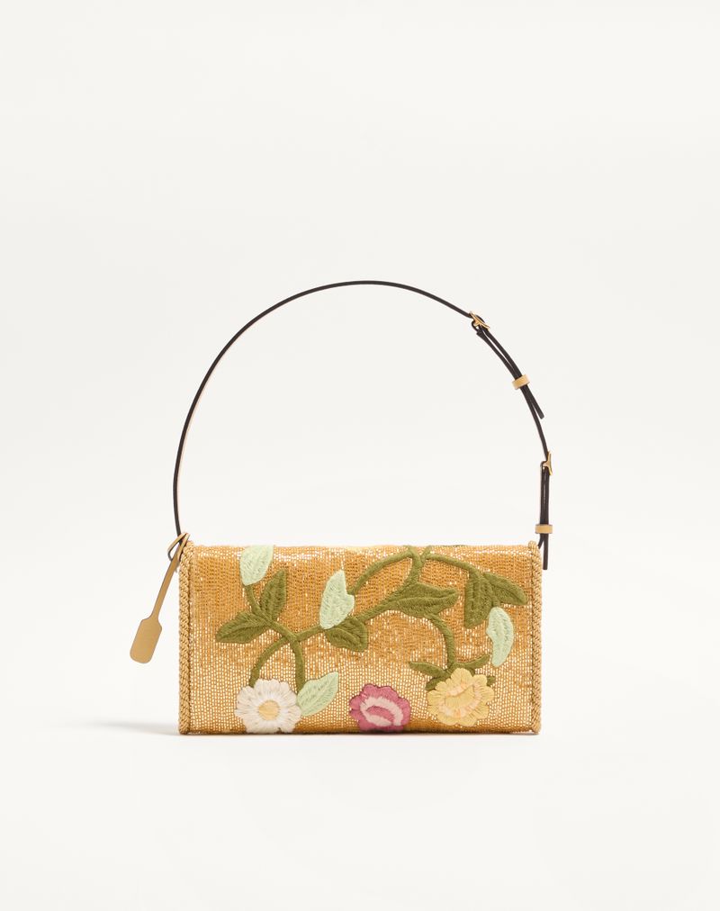 Bolsa de ombro pequena bordada Valentino Garavani Devain