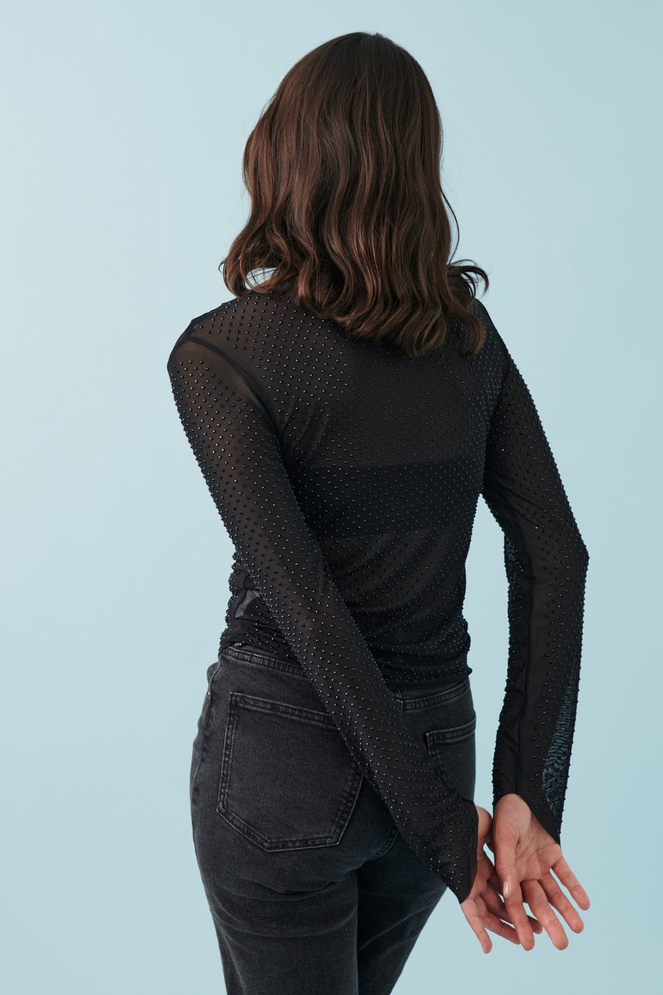 Mesh rhinestone top