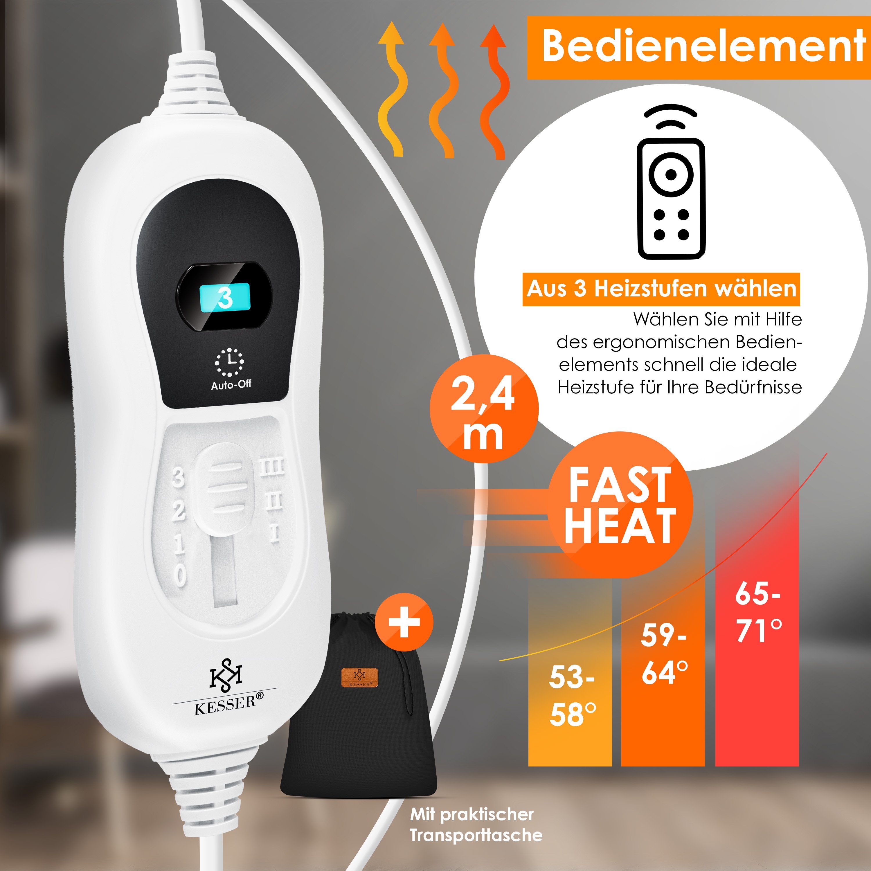 KESSER Heizkissen, Heizkissen elektrisch für Bauch und Rücken Inkl. Tasche