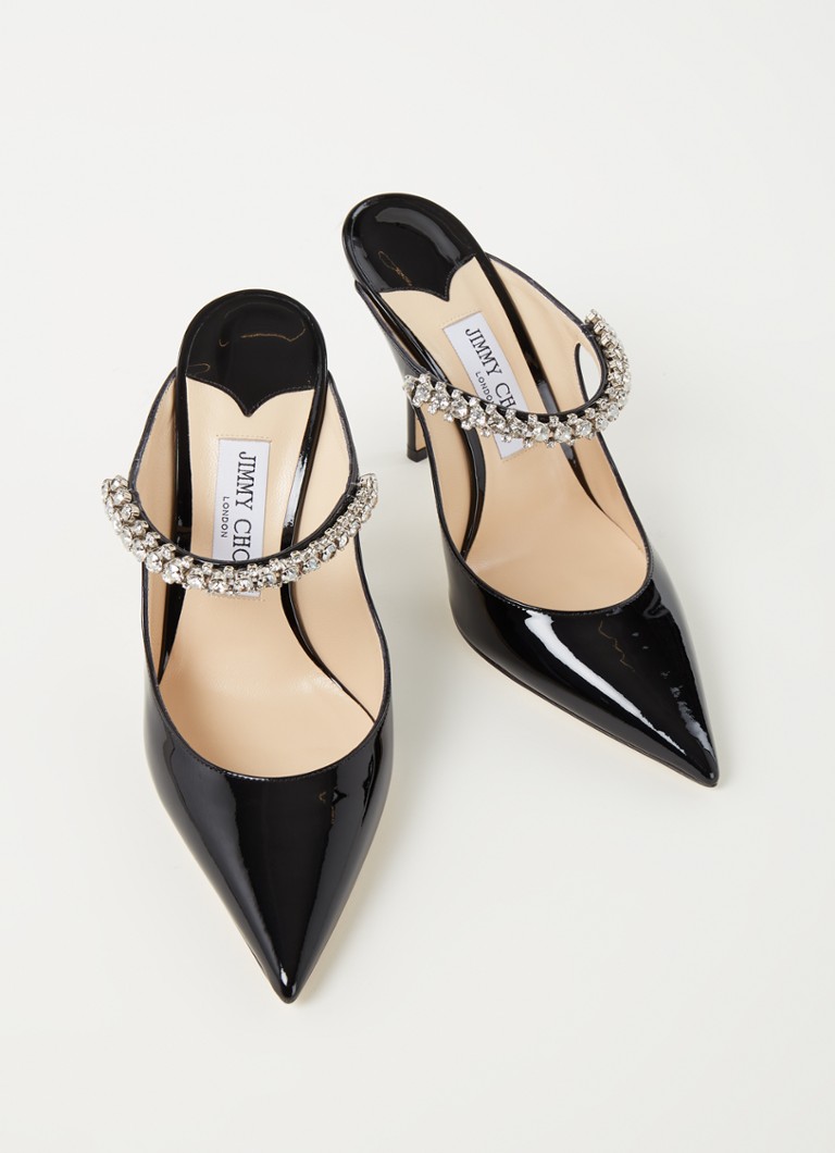 Muły Jimmy Choo Bing ze skóry cielęcej z polerowanym wykończeniem