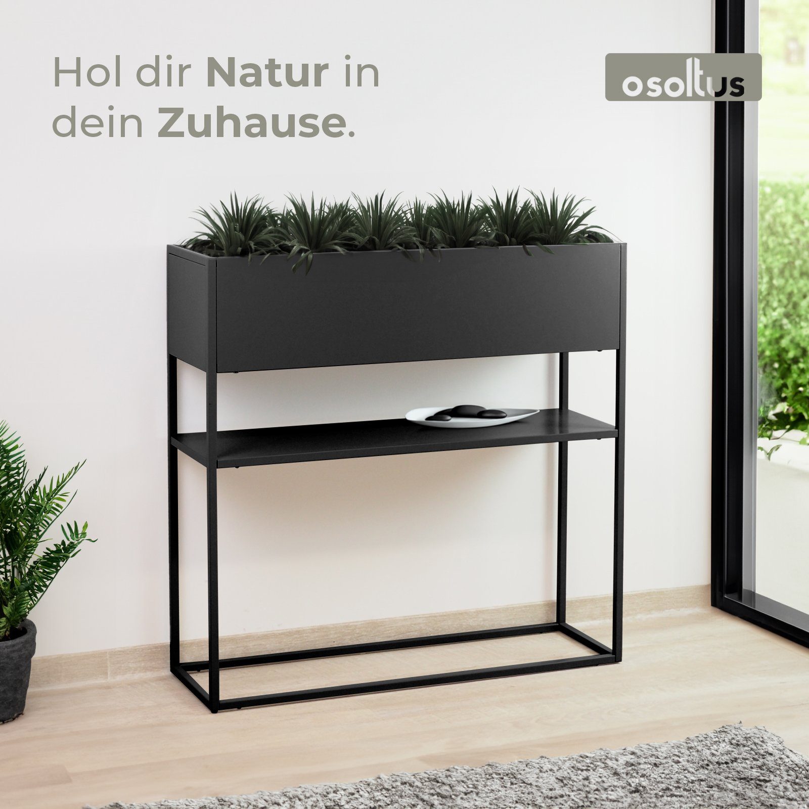 osoltus Raumteiler osoltus Pflanzkasten Raumteiler cube black schwarz Konsole 80cm