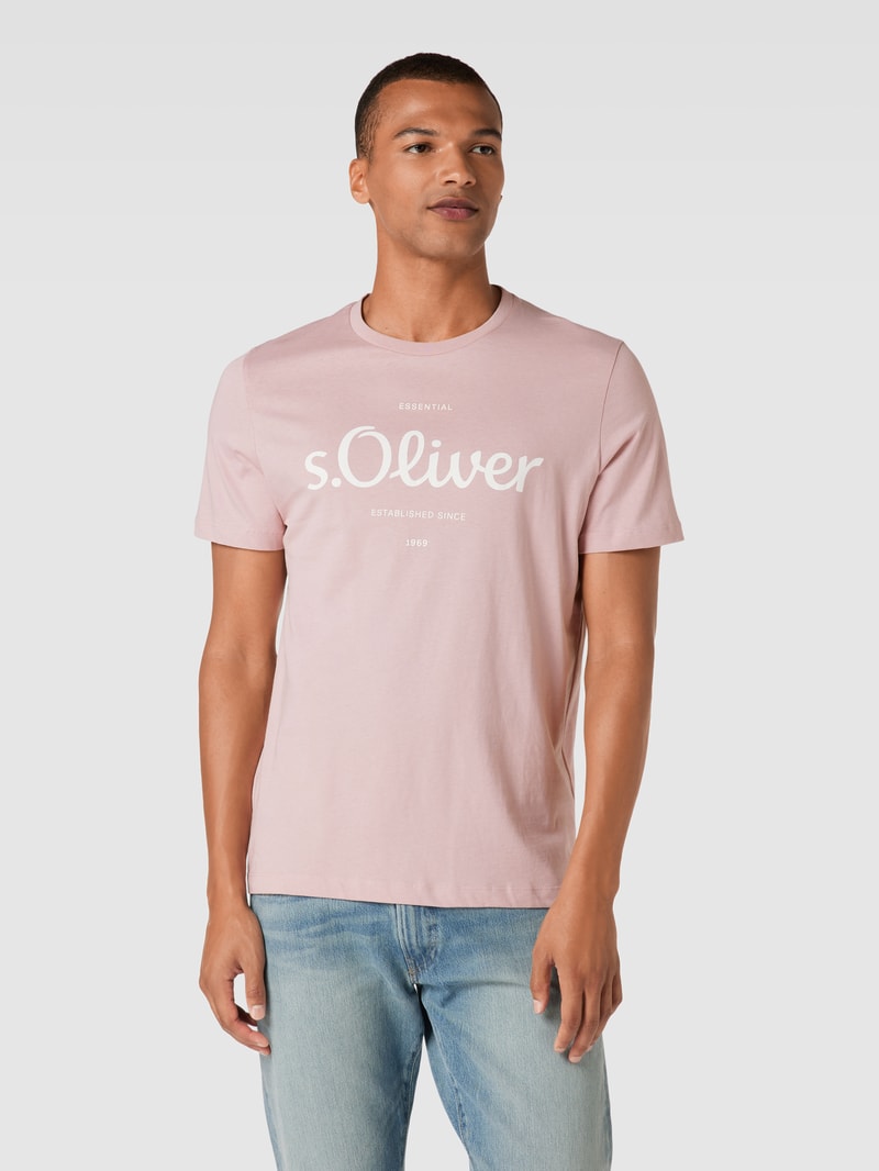 T-Shirt mit Label-Print in pink