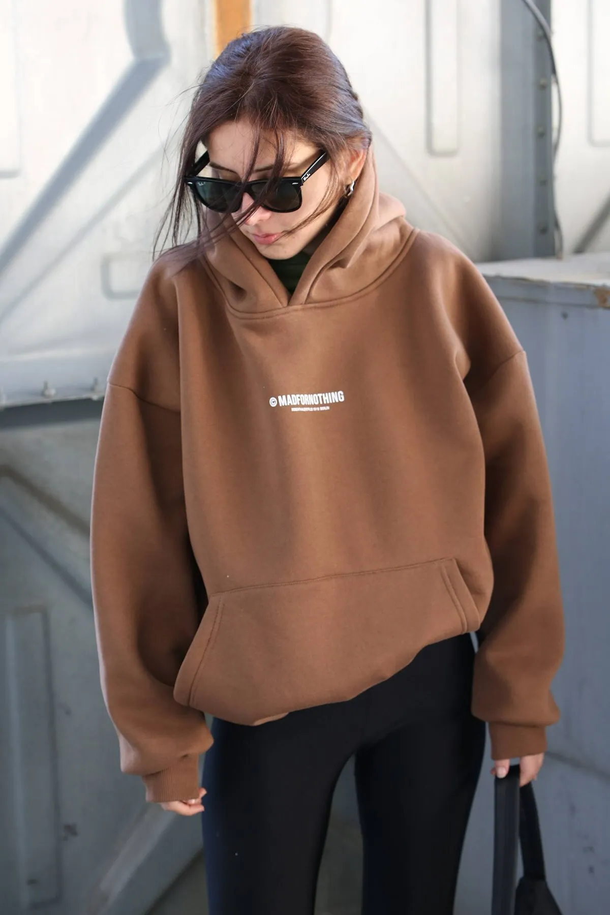 Madmext  Braun bedrucktes Oversize-Sweatshirt „Mad Girls“ Mg1287