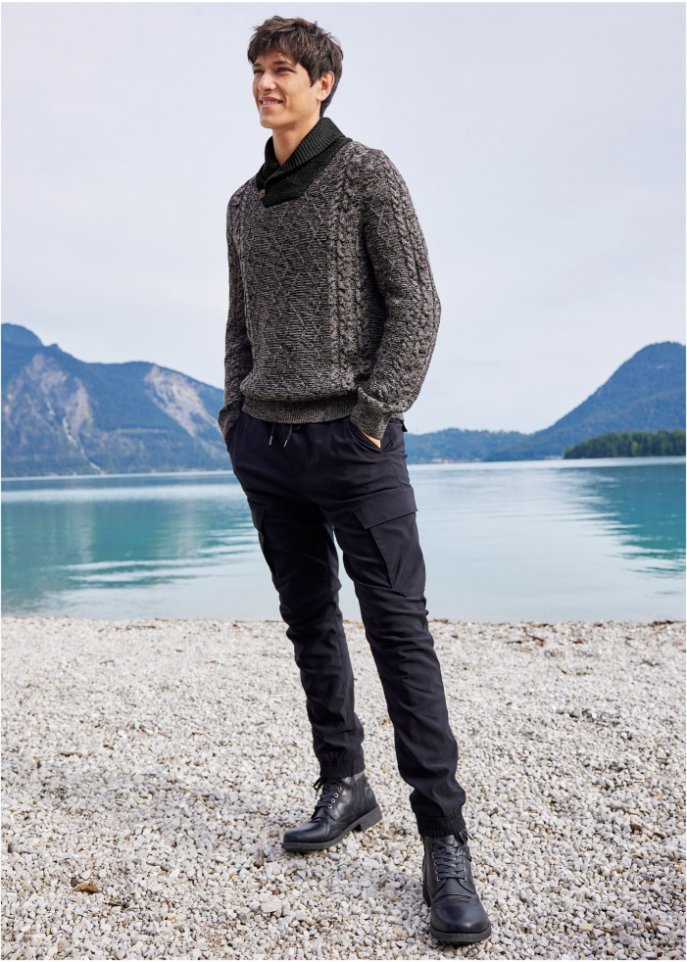 Regular Fit Schlupf-Thermohose mit Cargotaschen, Straight