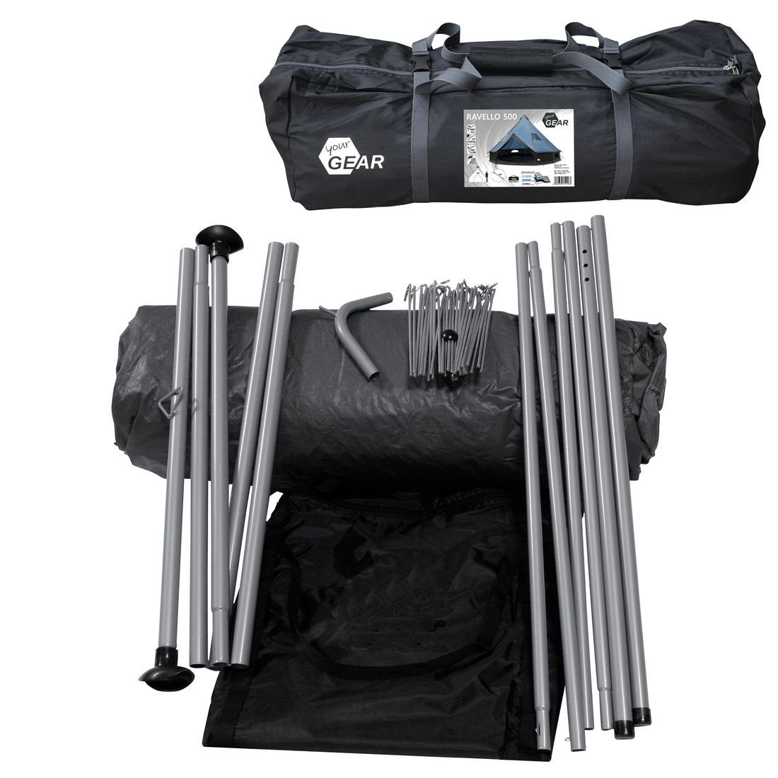 yourGEAR Tipi-Zelt yourGEAR Zelt Ravello 500 Tipizelt 6 - 8 Mann Stehhöhe Bodenwanne, Personen: 8