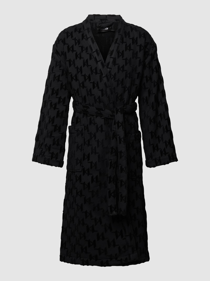 Bademantel mit Logo-Muster in schwarz