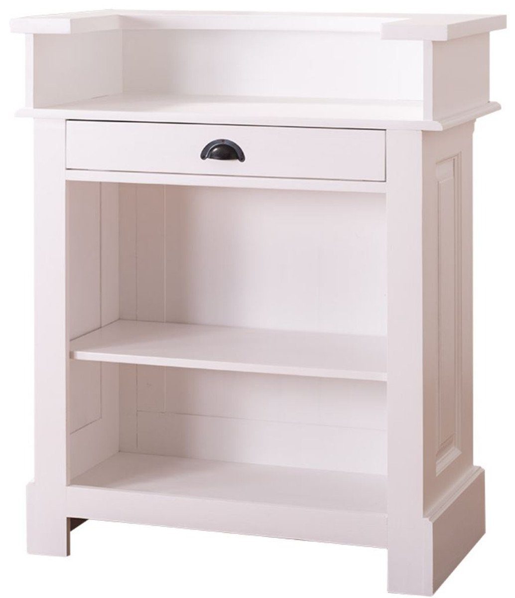 Casa Padrino Barschrank Landhausstil Theke Weiß 90 x 51 x H. 107 cm - Massivholz Thekentisch mit Schublade