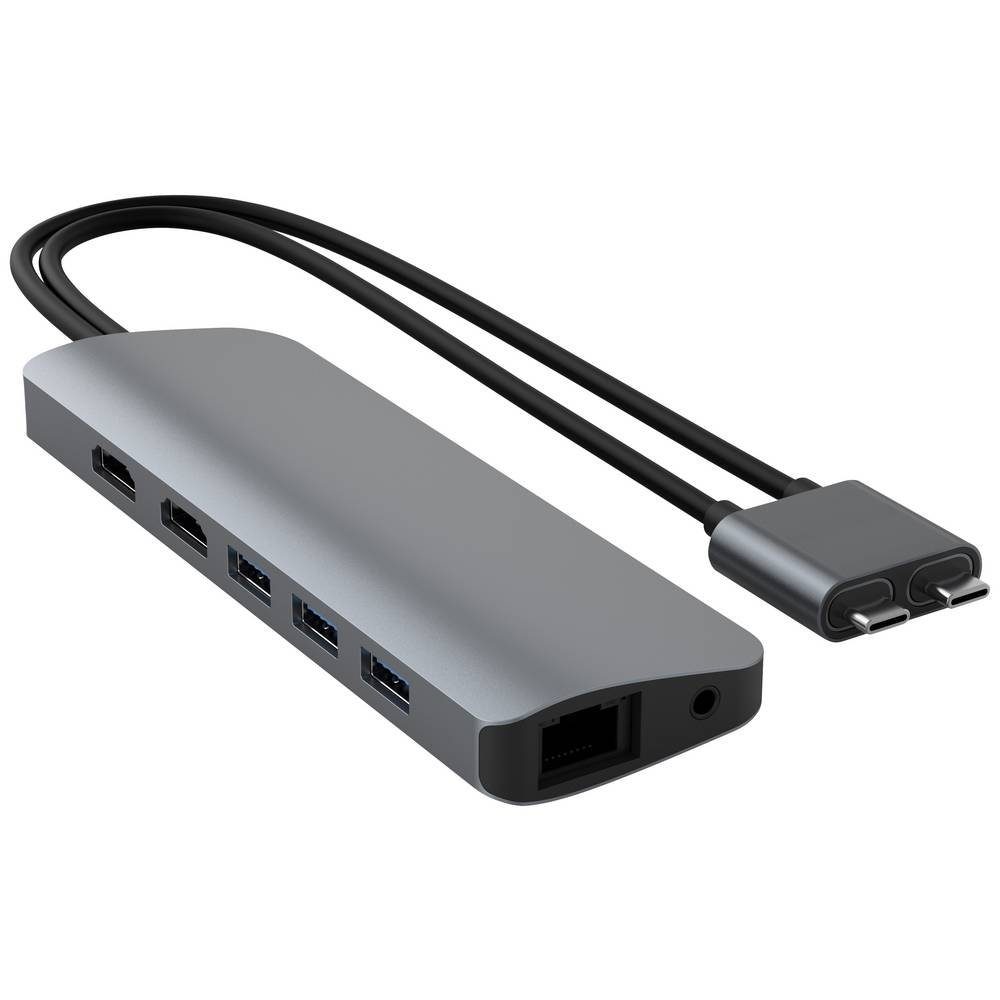 Hyper Laptop-Dockingstation VIPER 10-in-2 USB-C Hub Grey, integrierter Kartenleser