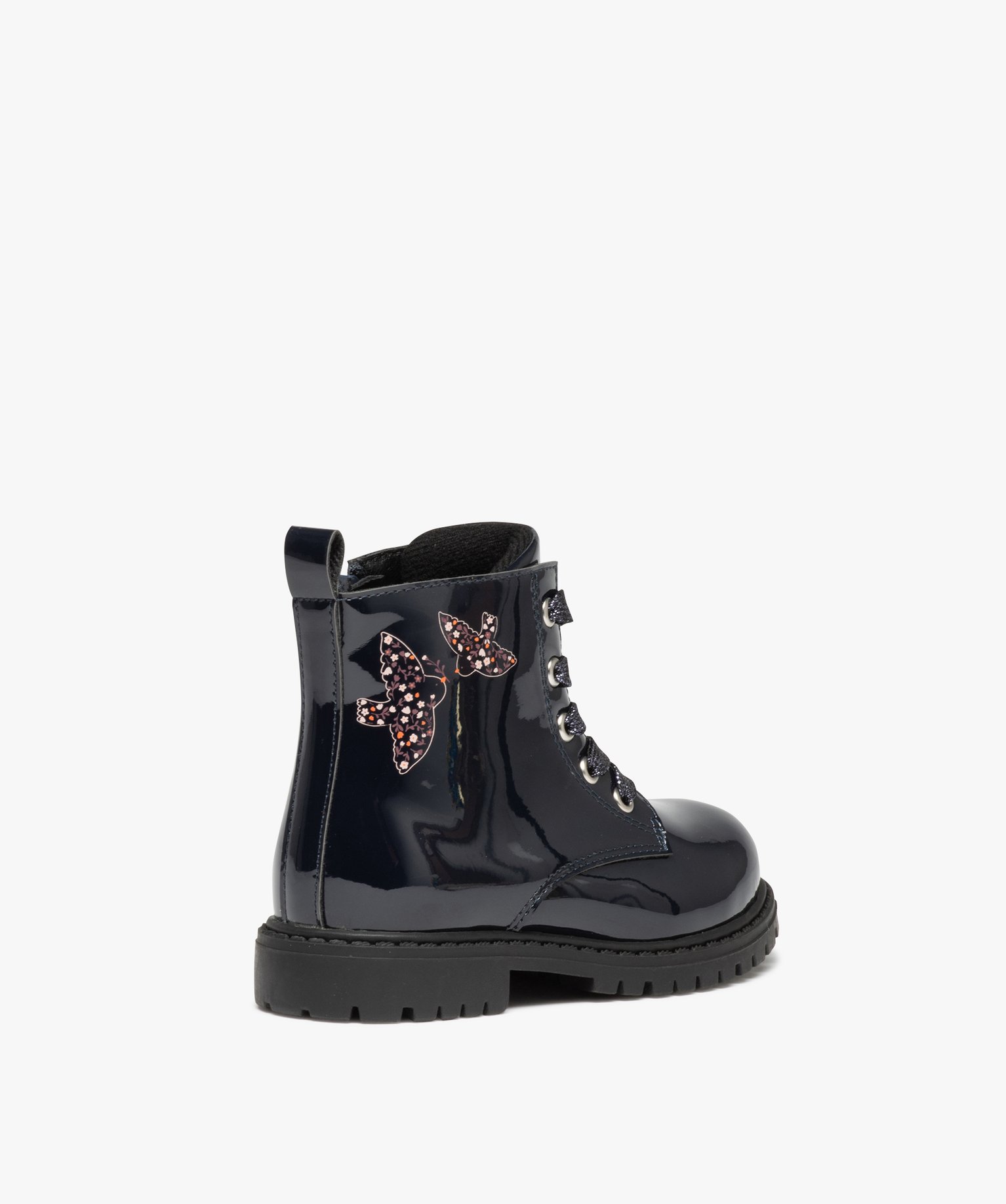 Boots vernis fille avec motifs oiseaux du 25 au 30 marine | GEMO