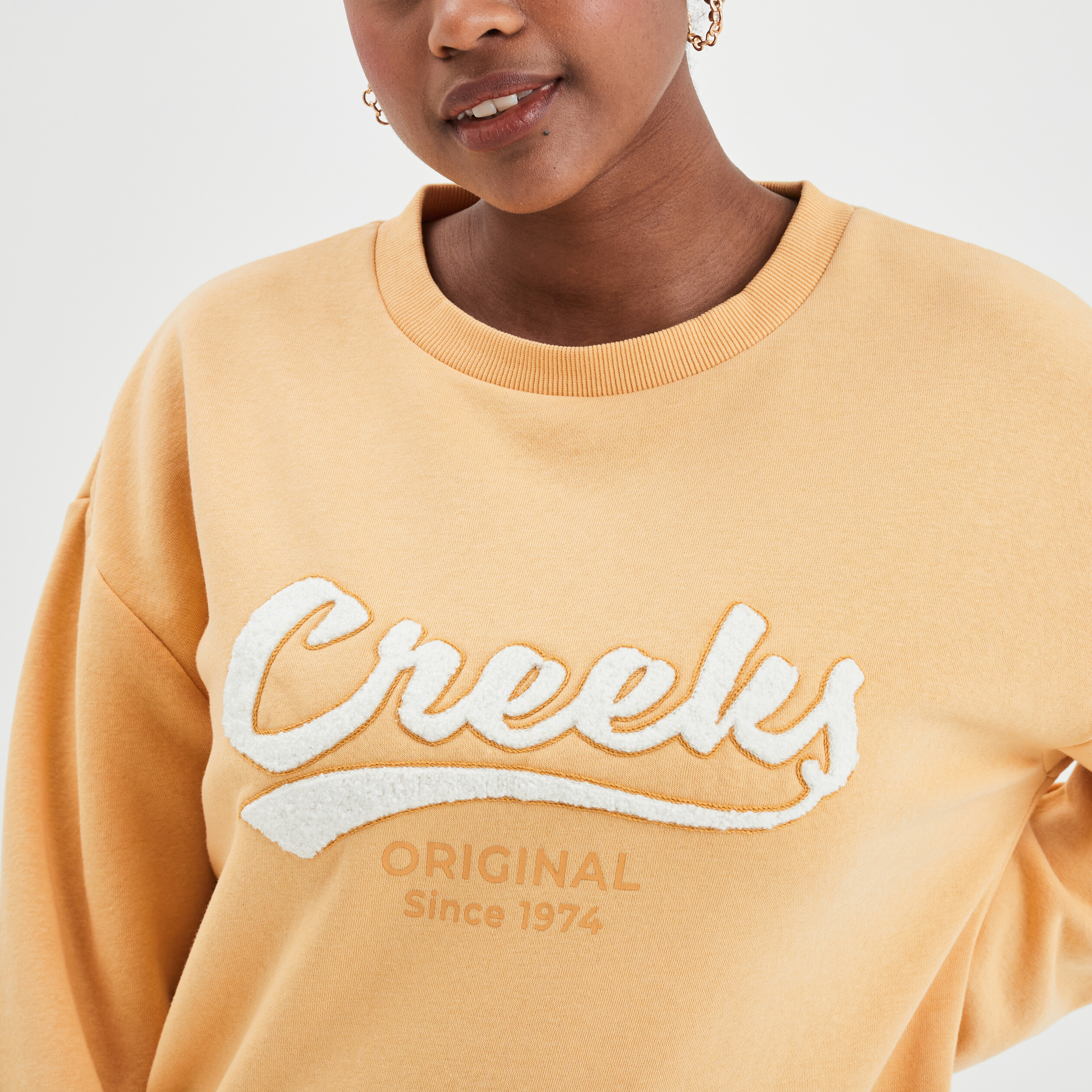 Sweat col rond manches longues Creeks jaune or femme | La Halle