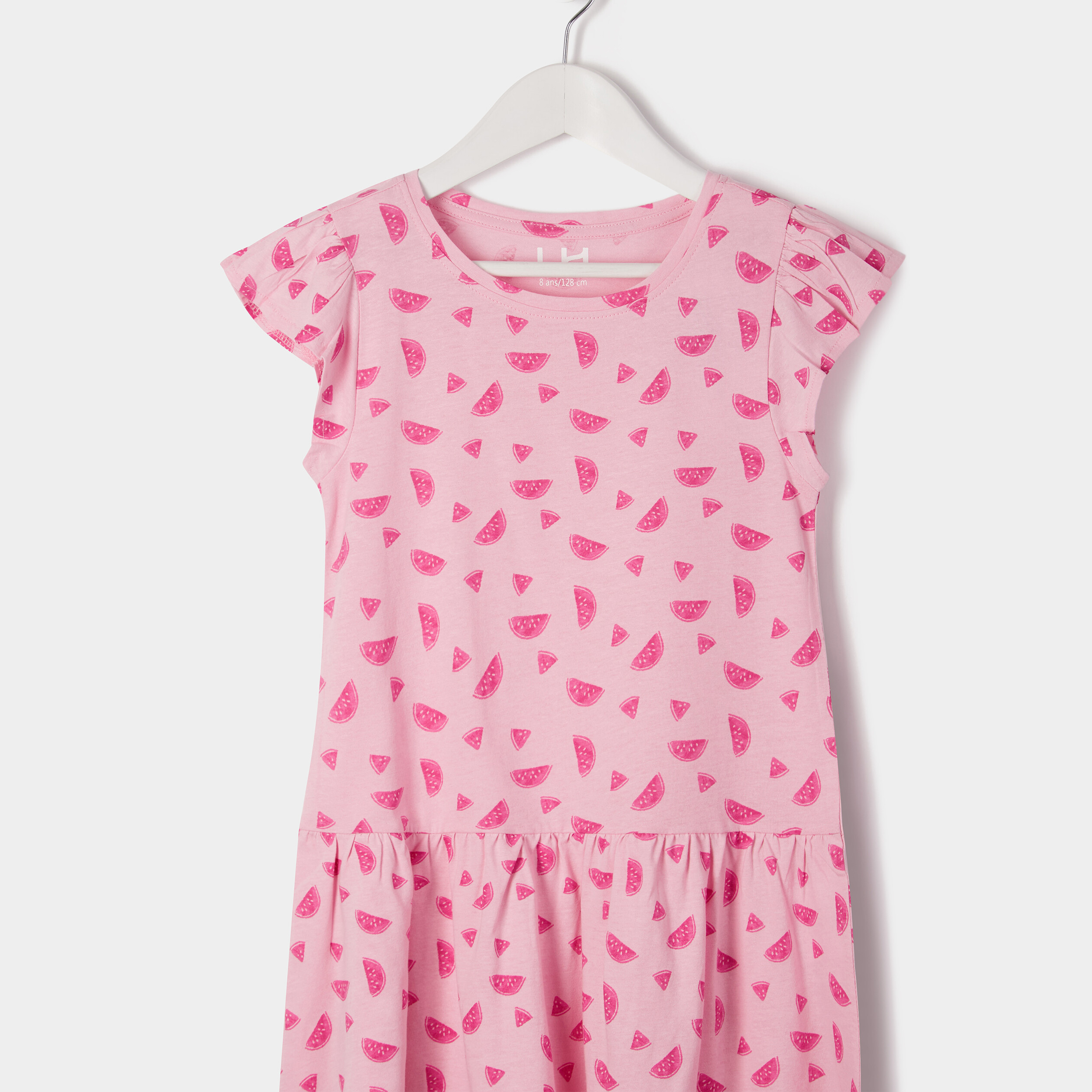 Robe courte évasée à volants rose clair fille | La Halle