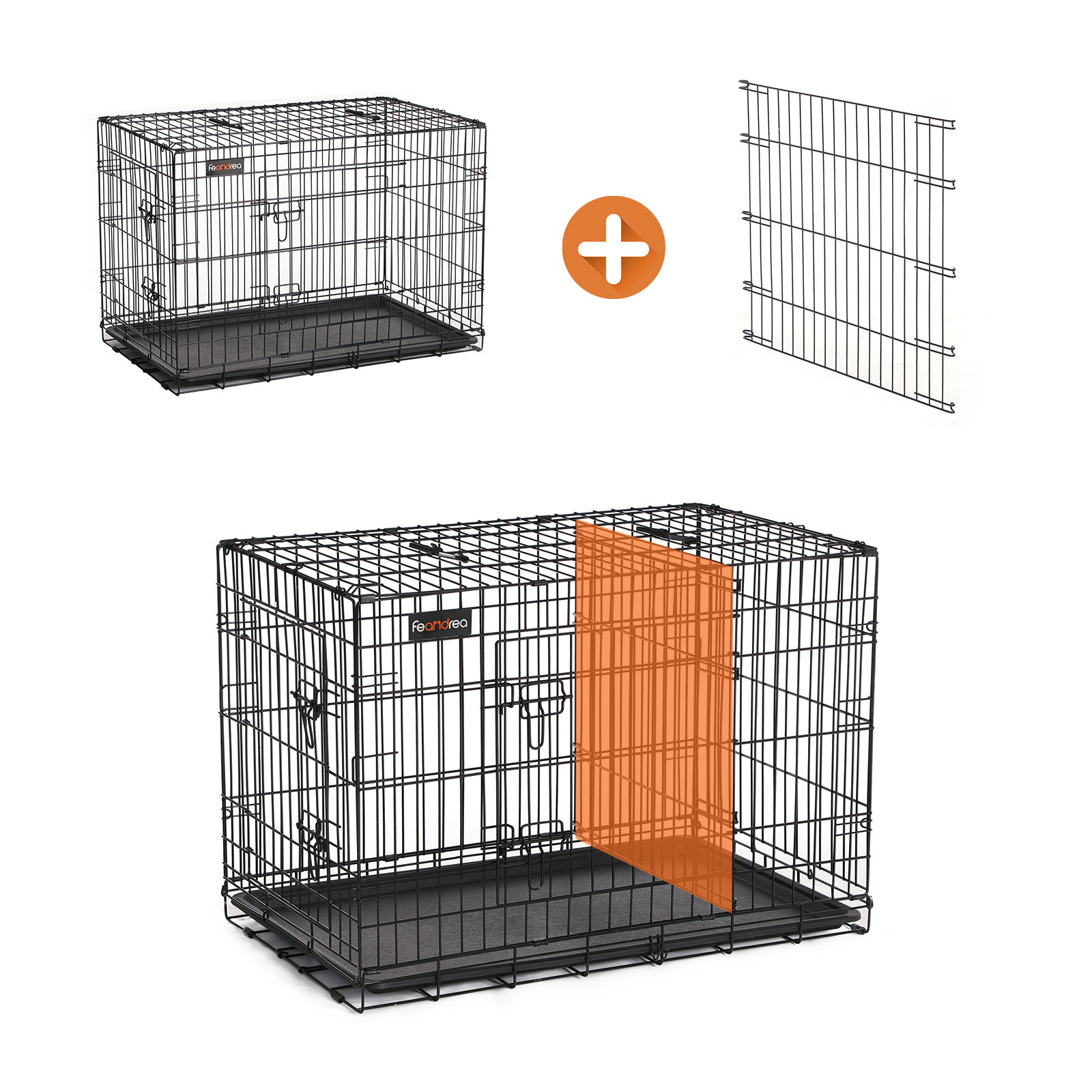 FEANDREA Transportboxen & Gitterboxen FEANDREA Hundekäfig mit Trennwand