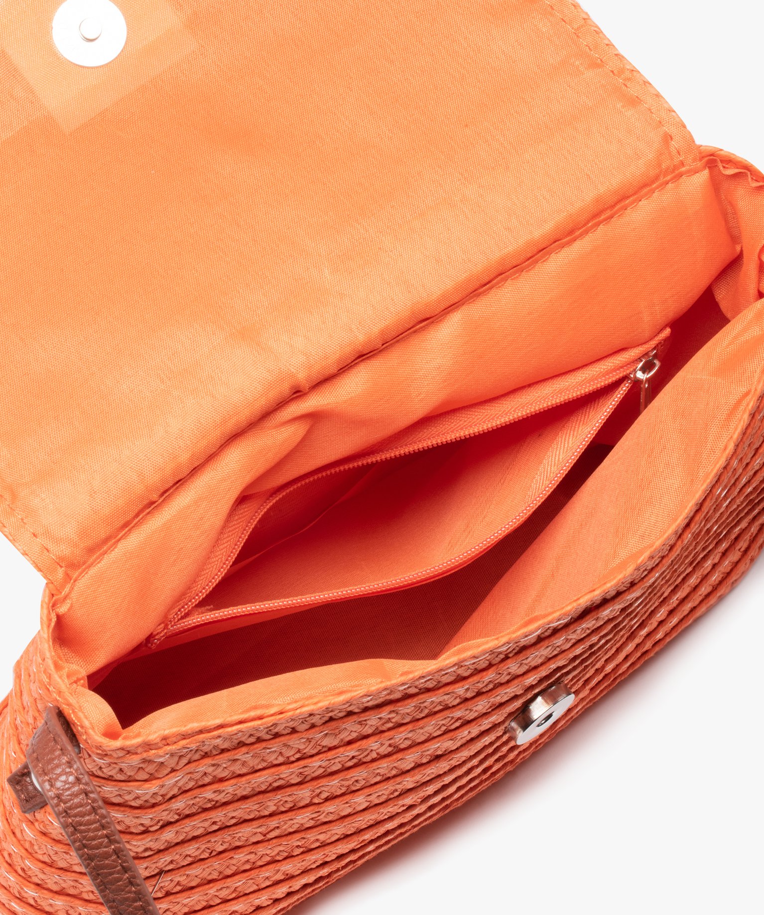 Sac besace femme en paille avec pompon orange | GEMO