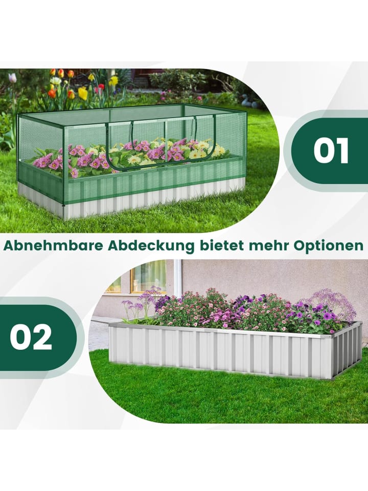 COSTWAY Hochbeet mit Gewächshau 2 in 1 in Grün günstig kaufen onesize