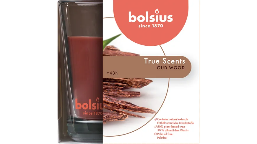 bolsius Duftglas groß True Scents Oud Wood