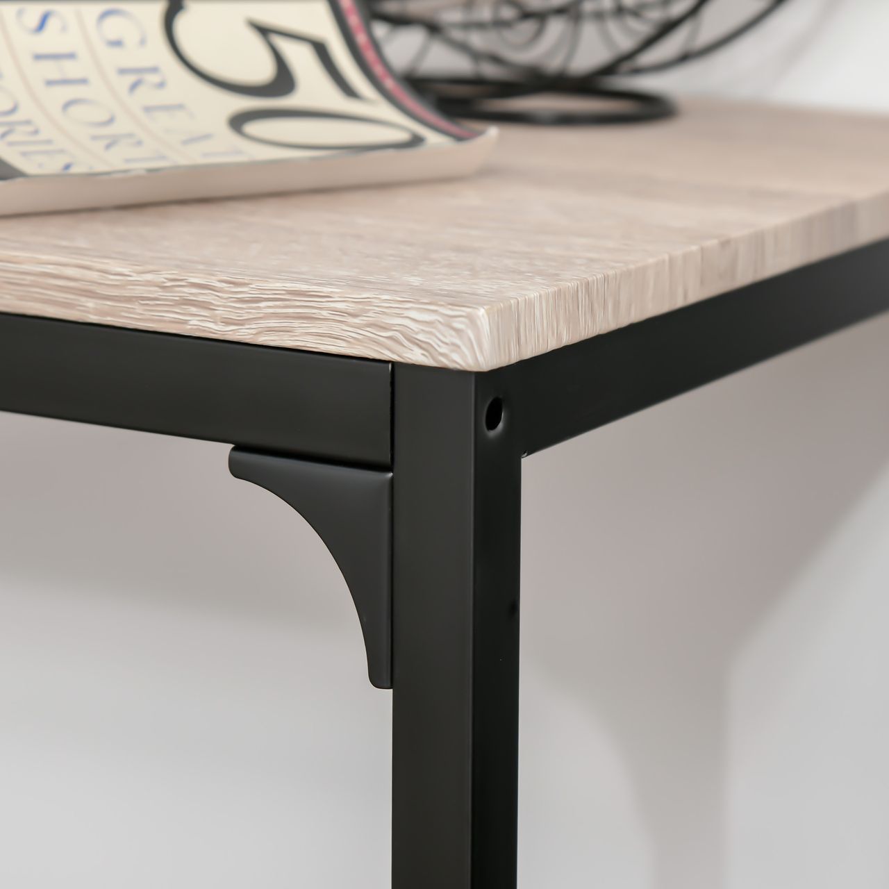 HOMCOM Bartisch Set 3-teilig, Esstisch mit 2 Barhocker, Küchentresen mit Barstühlen, Essgruppe, Sitzgruppe für Küche, Esszimmer und Bistro, Metallgestell, MDF, Natur  Schwarz, 89 x 45 x 87 cm