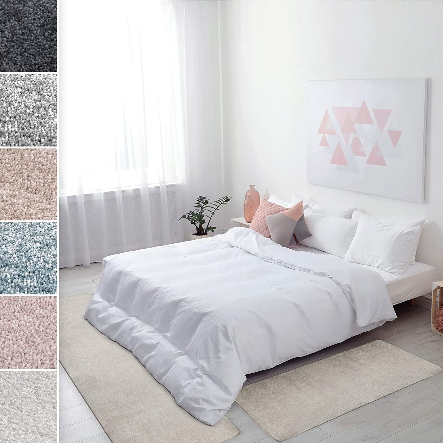 Hochflor-Bettumrandung Sundae, 6 Farben & 3 Größen, Teppichläufer, ideal im Schlafzimmer Floordirekt, Höhe 13.5 mm, (3-tlg), Velours