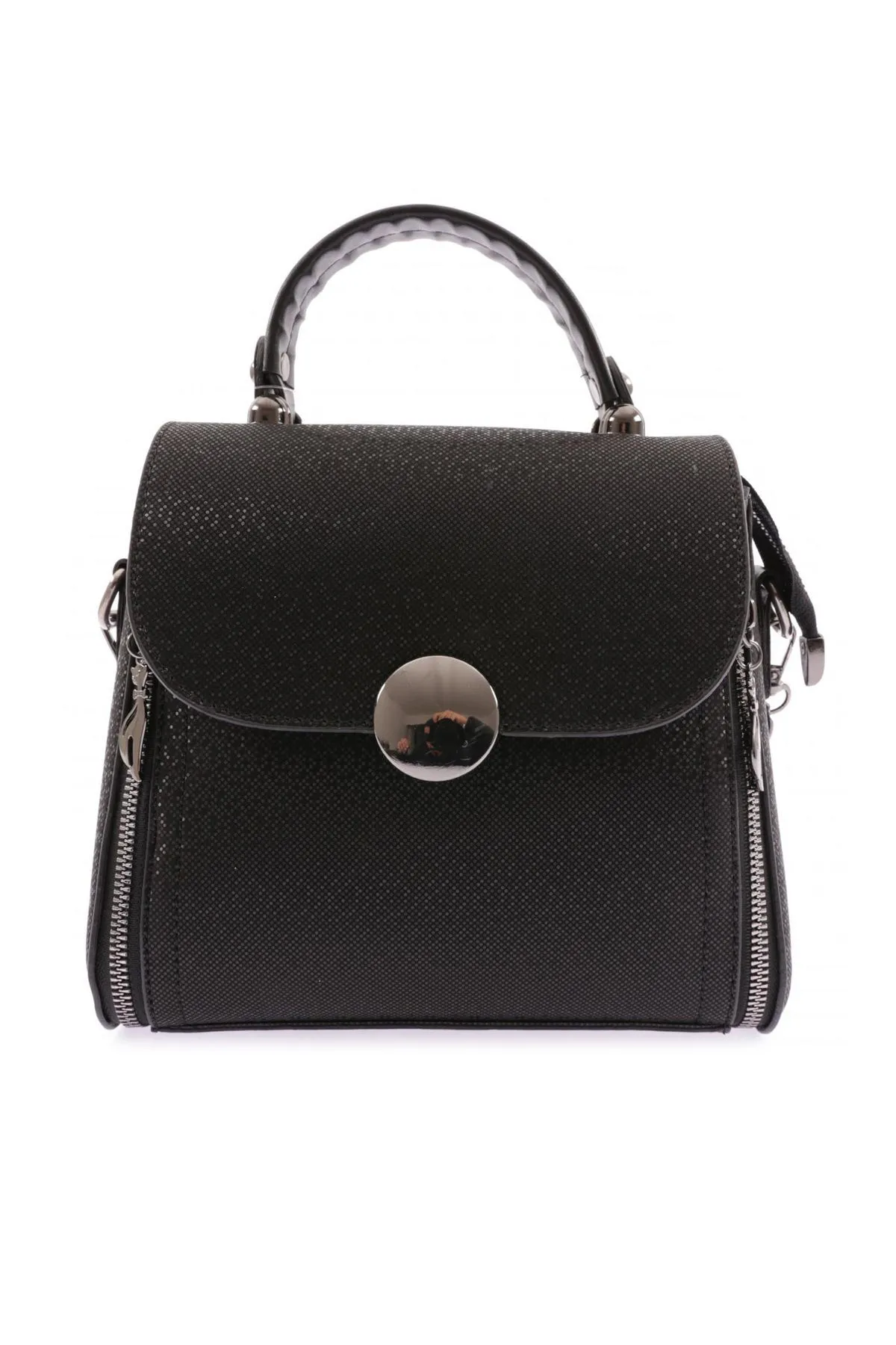 DGN  Schultertasche für Damen Modell 3212 mit handbedrucktem schwarzem Mosaik