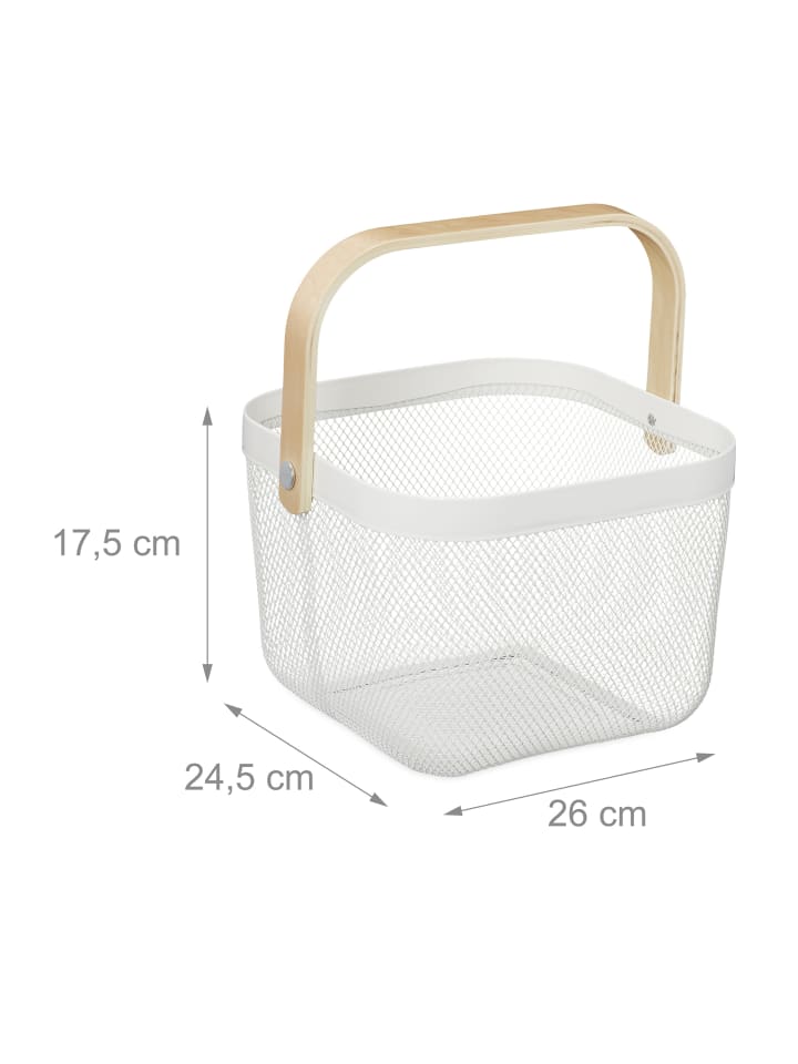 relaxdays Aufbewahrungskorb in Weiß - (B)26 x (H)17,5 x (T)24,5 cm günstig kaufen onesize