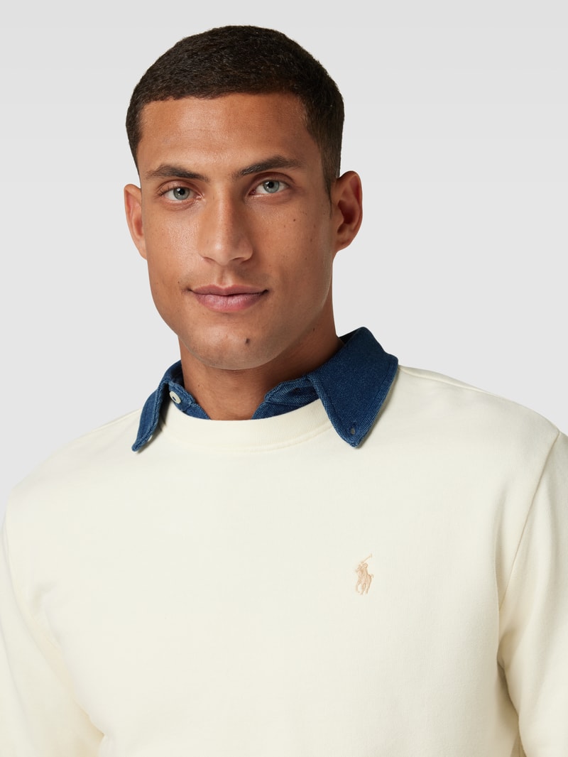 Sweatshirt mit Logo-Stitching in sand