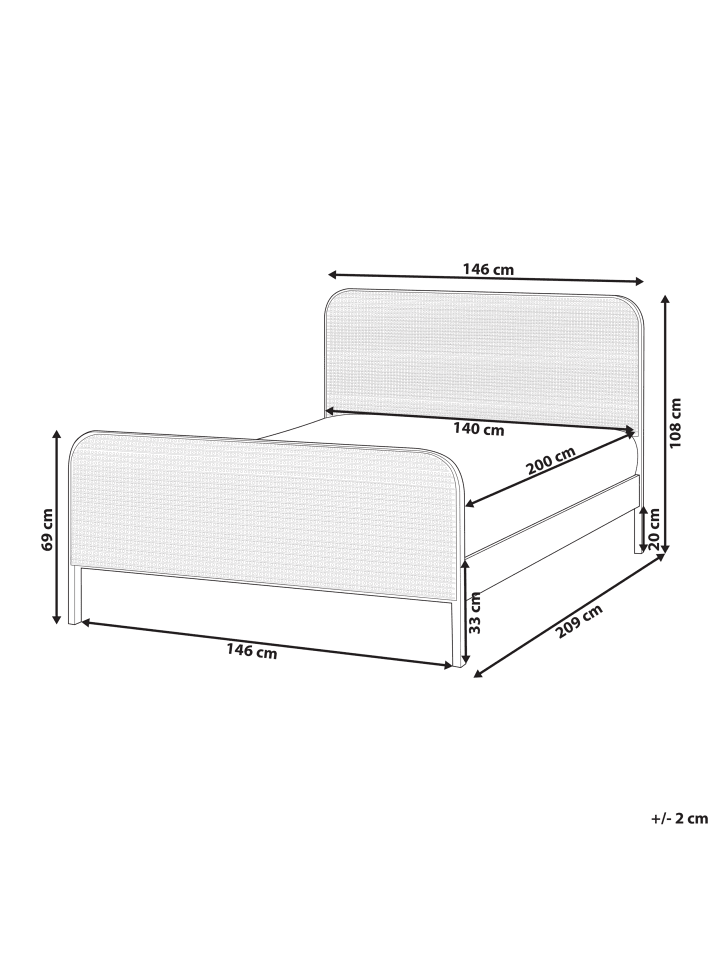 Beliani Doppelbett GONFARON in Braun - (W) 146 x (H) 108 x (L) 209 cm günstig kaufen onesize