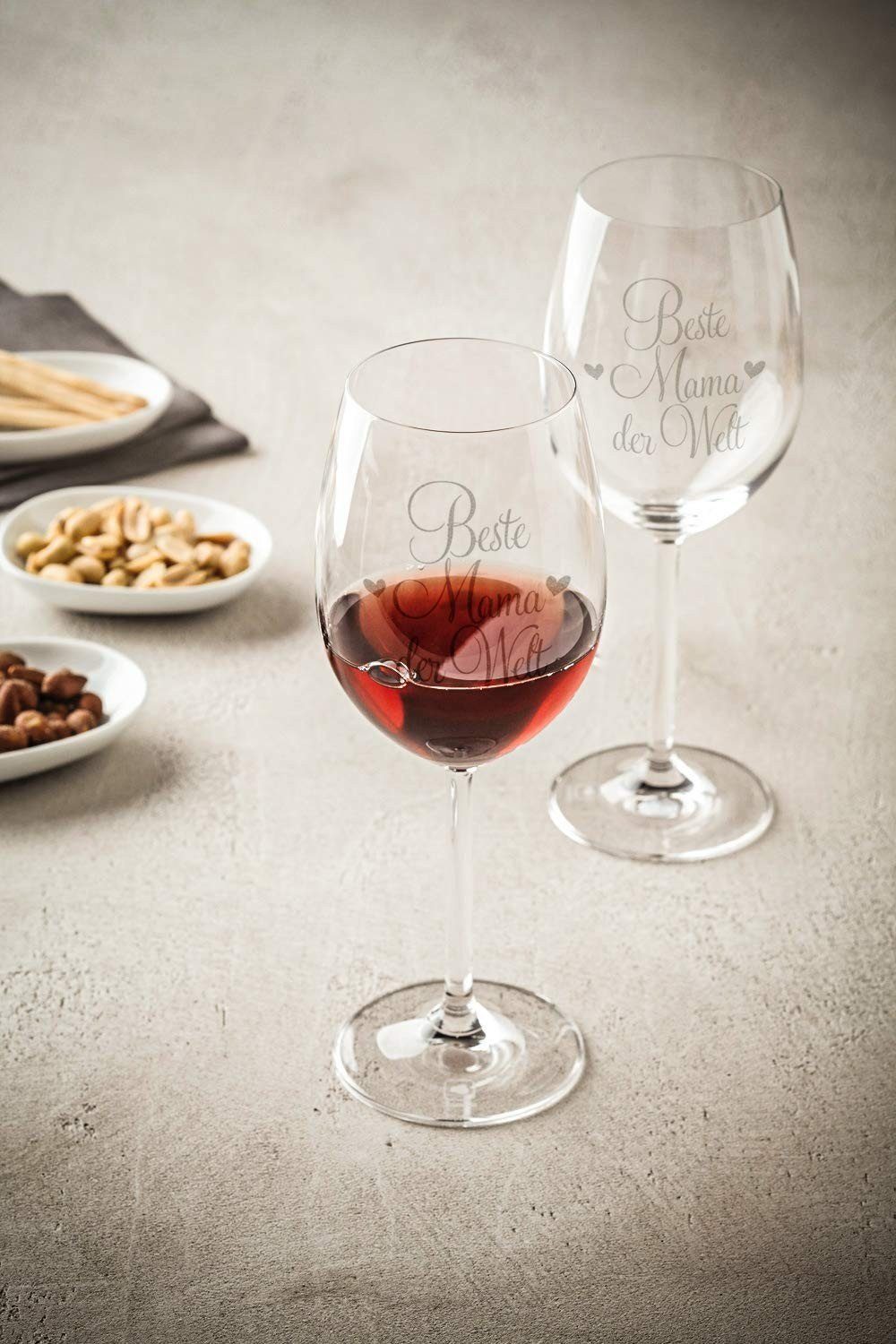 GRAVURZEILE Rotweinglas Leonardo Weinglas mit Gravur - Beste Mama der Welt, Glas, graviertes Geschenk für Mama zum Muttertag