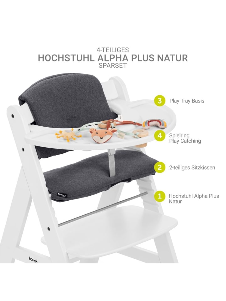Hauck Hochstuhl Alpha Plus White im Sparset - inkl. Sitzkissen in weiss günstig kaufen onesize