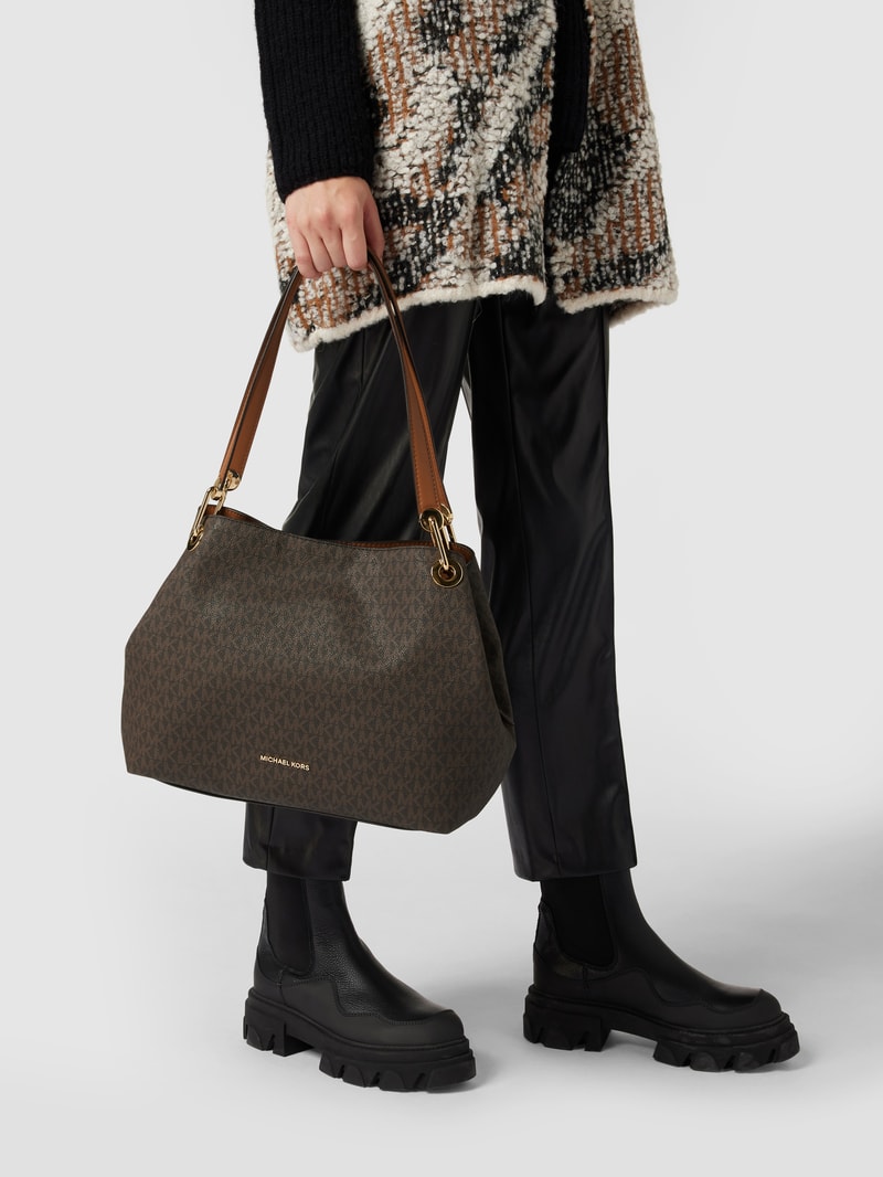 Handtasche mit Logo-Muster in schokobraun