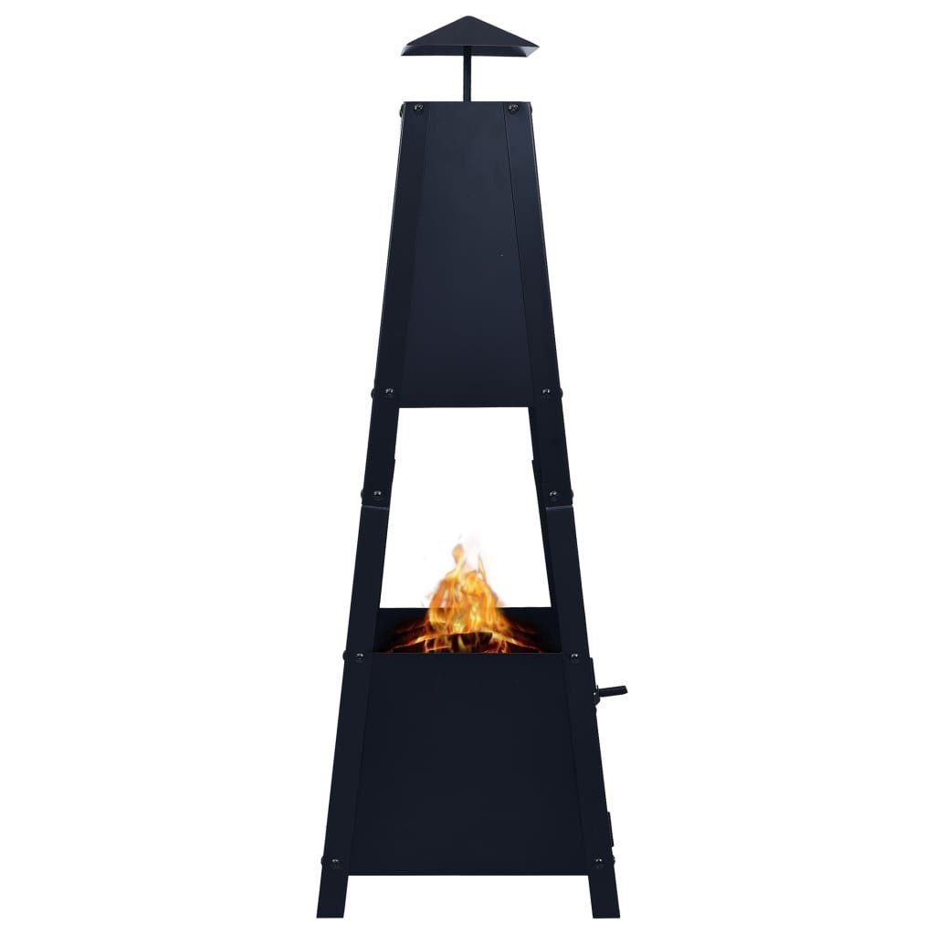 vidaXL Feuerstelle Feuerstelle Schwarz 35×35×99 cm Stahl