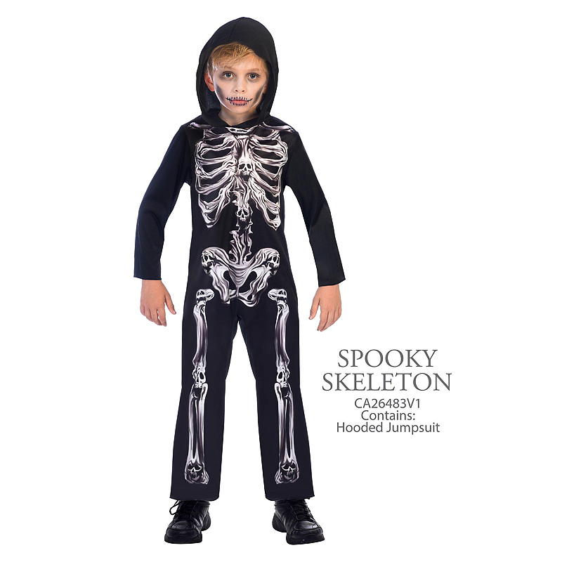 Halloweendrakt 12-18 måneder, skjelett m/hette