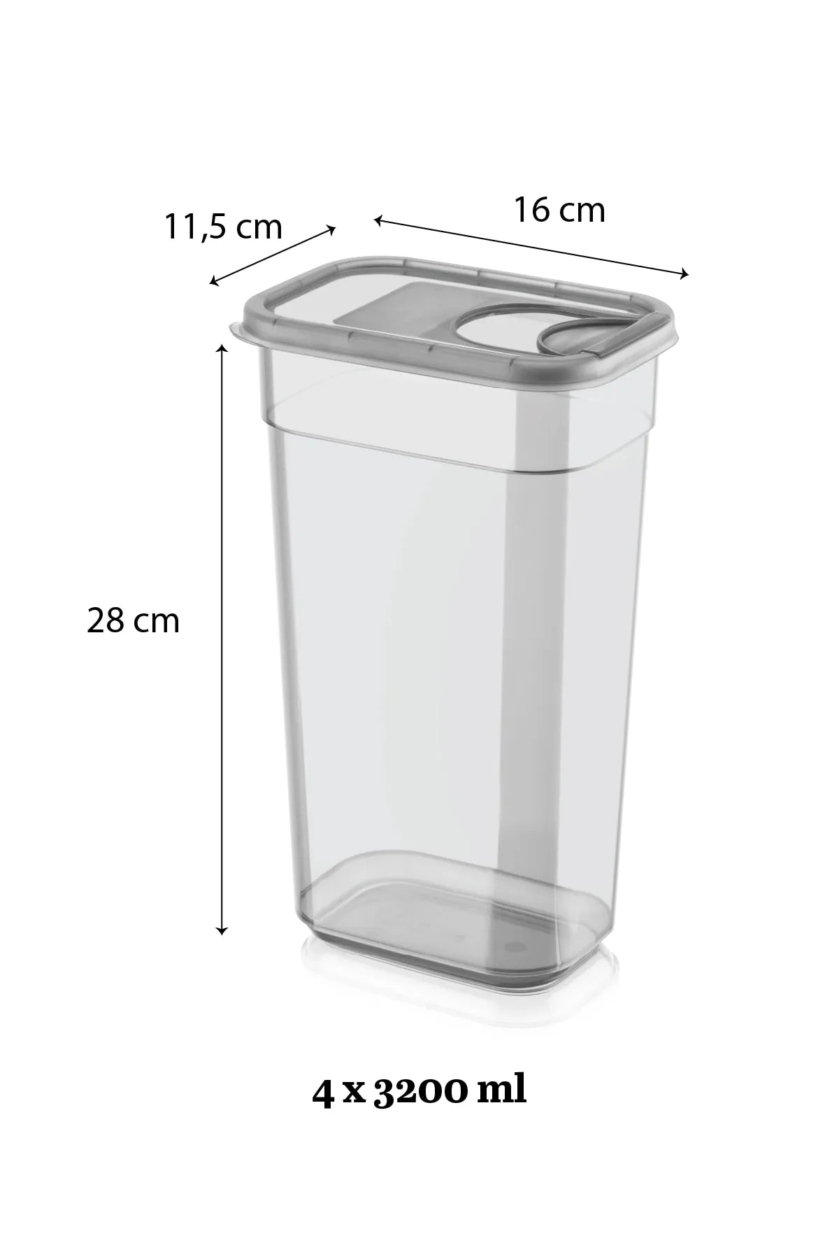 Meleni Home  4-teiliger Vega-Tablettenwaschmittel-Aufbewahrungsbehälter mit Schiebedeckel – beschriftete rechteckige Aufbewahrungsbox 4 x 3,2 Lt