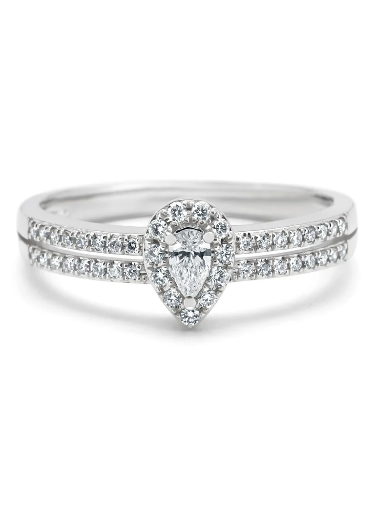 Inel cu vârf de diamant din aur alb, diamant de 0.25ct, Petite Romance