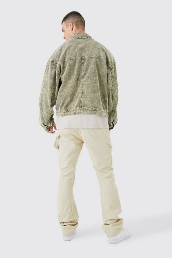 Tall Slim-Fit Cargo-Schlaghose mit Farbspritzern