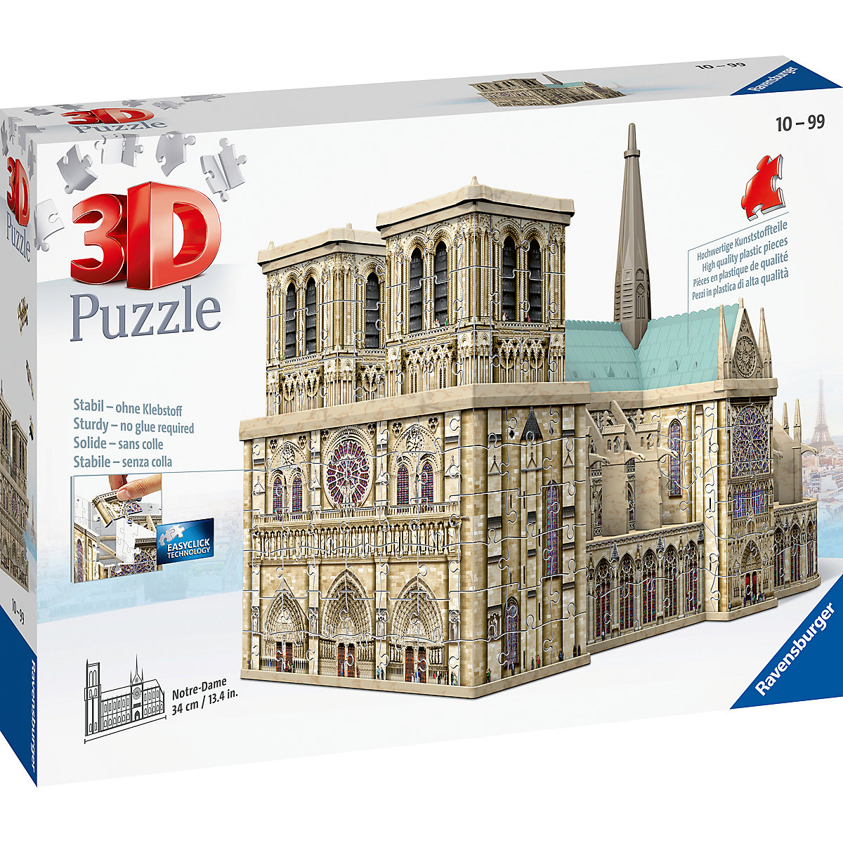 3D-Puzzle, 34x16x26 cm, 327 Teile, Notre Dame