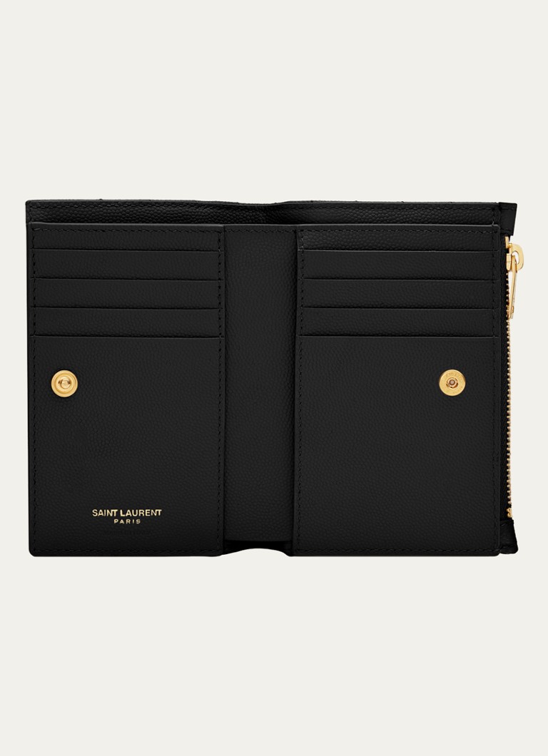 Saint Laurent Cassandre tikattu vasikannahkainen lompakko
