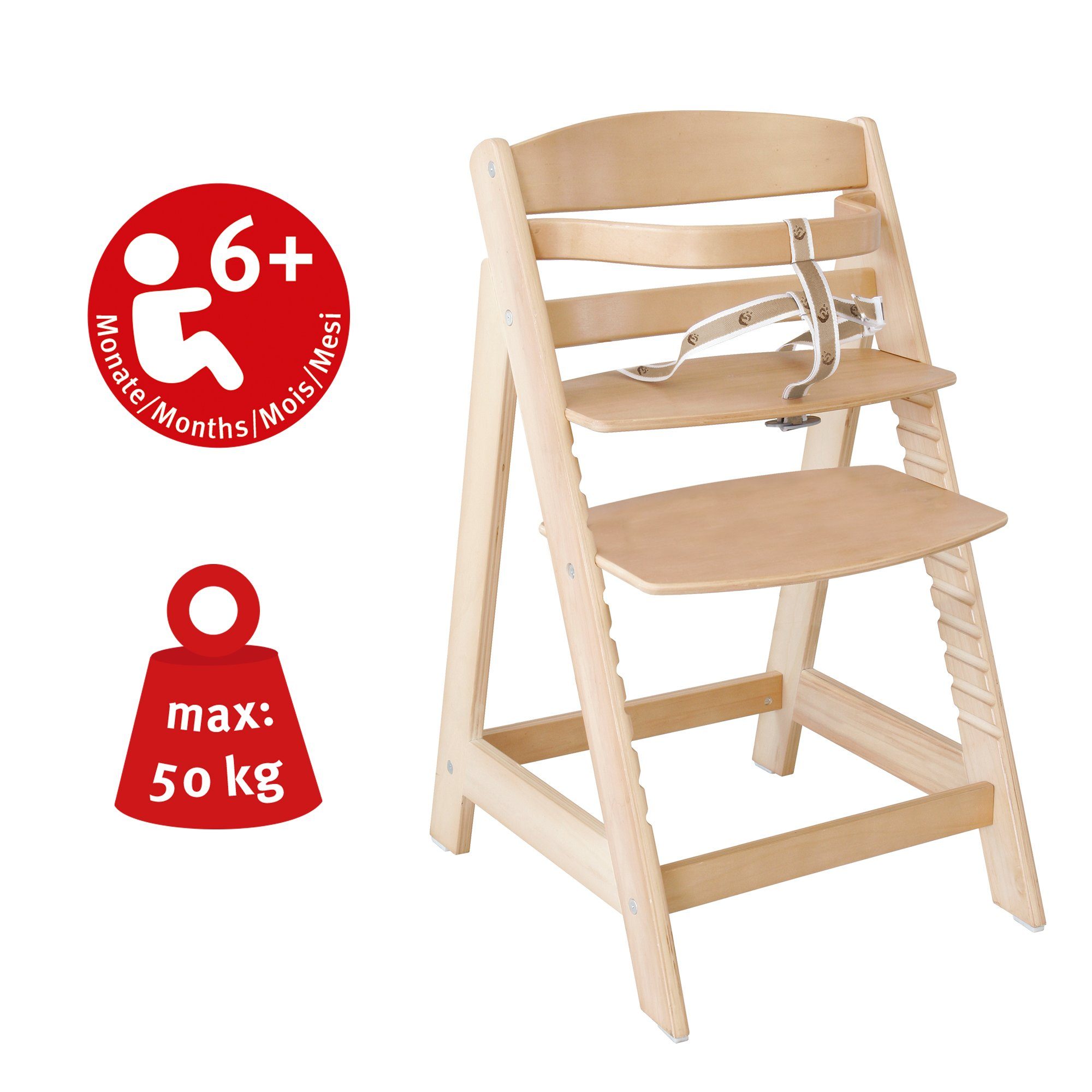 roba® Hochstuhl Treppenhochstuhl Sit Up III, natur, inkl. Sitzverkleinerer Litte Stars
