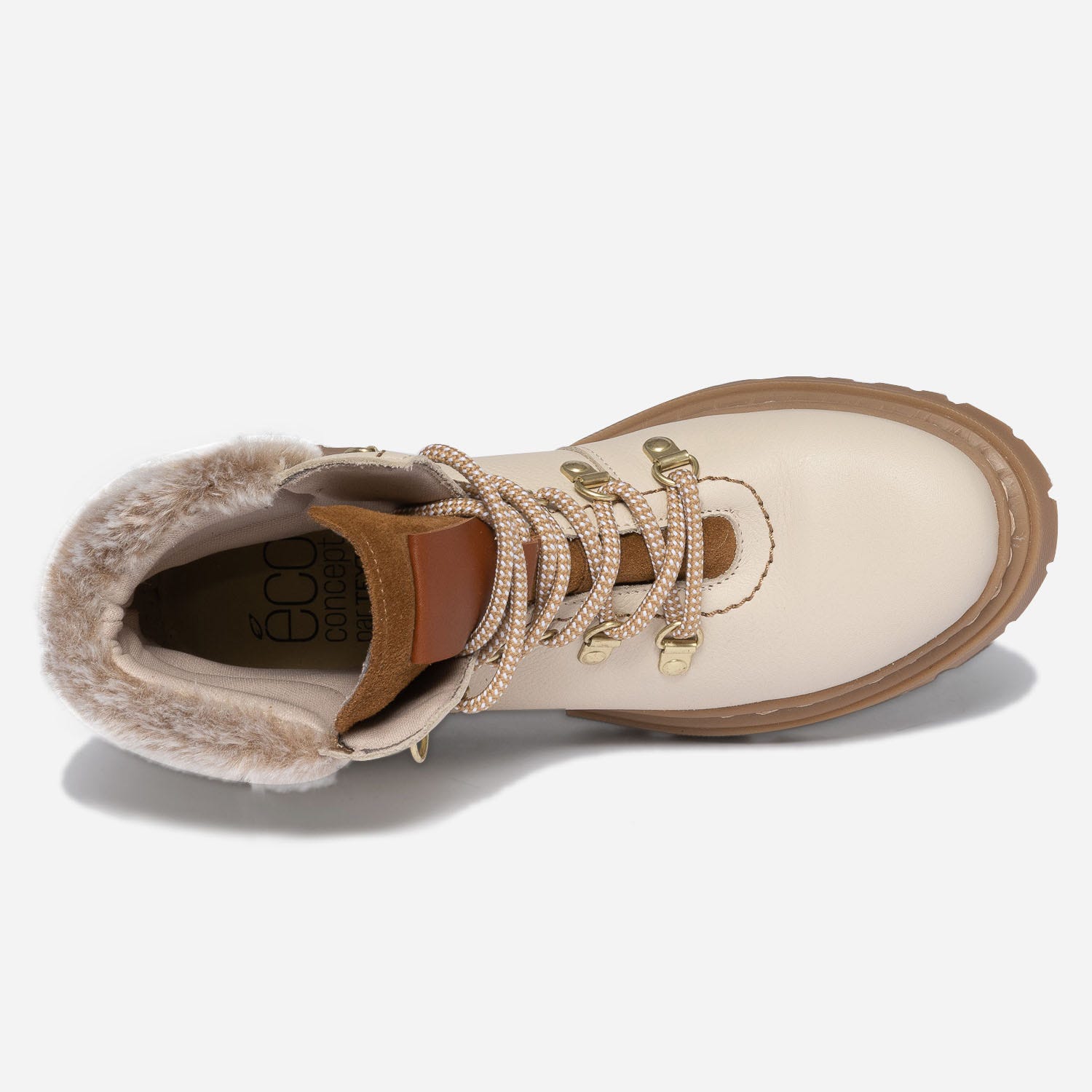 Boots TEXTO beige éco-conçu en cuir esprit montagne
