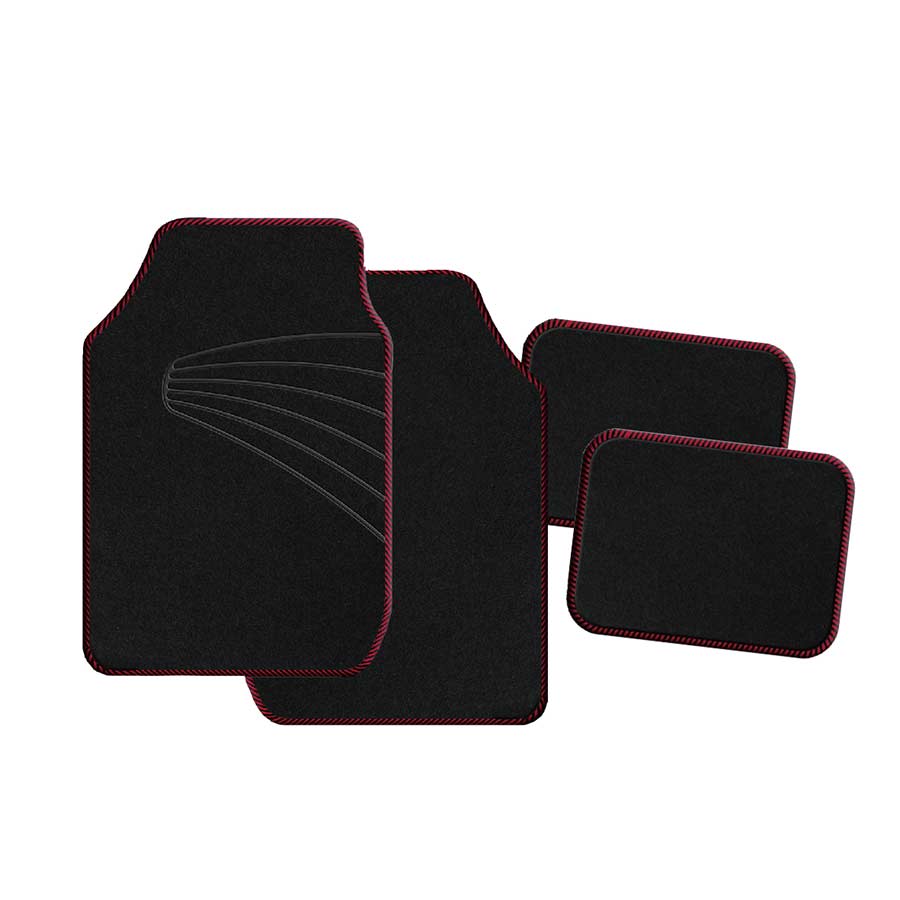 Textil-Fußmatten PROMO im 4-tlg. Set, universal, schwarz/rot - ATU