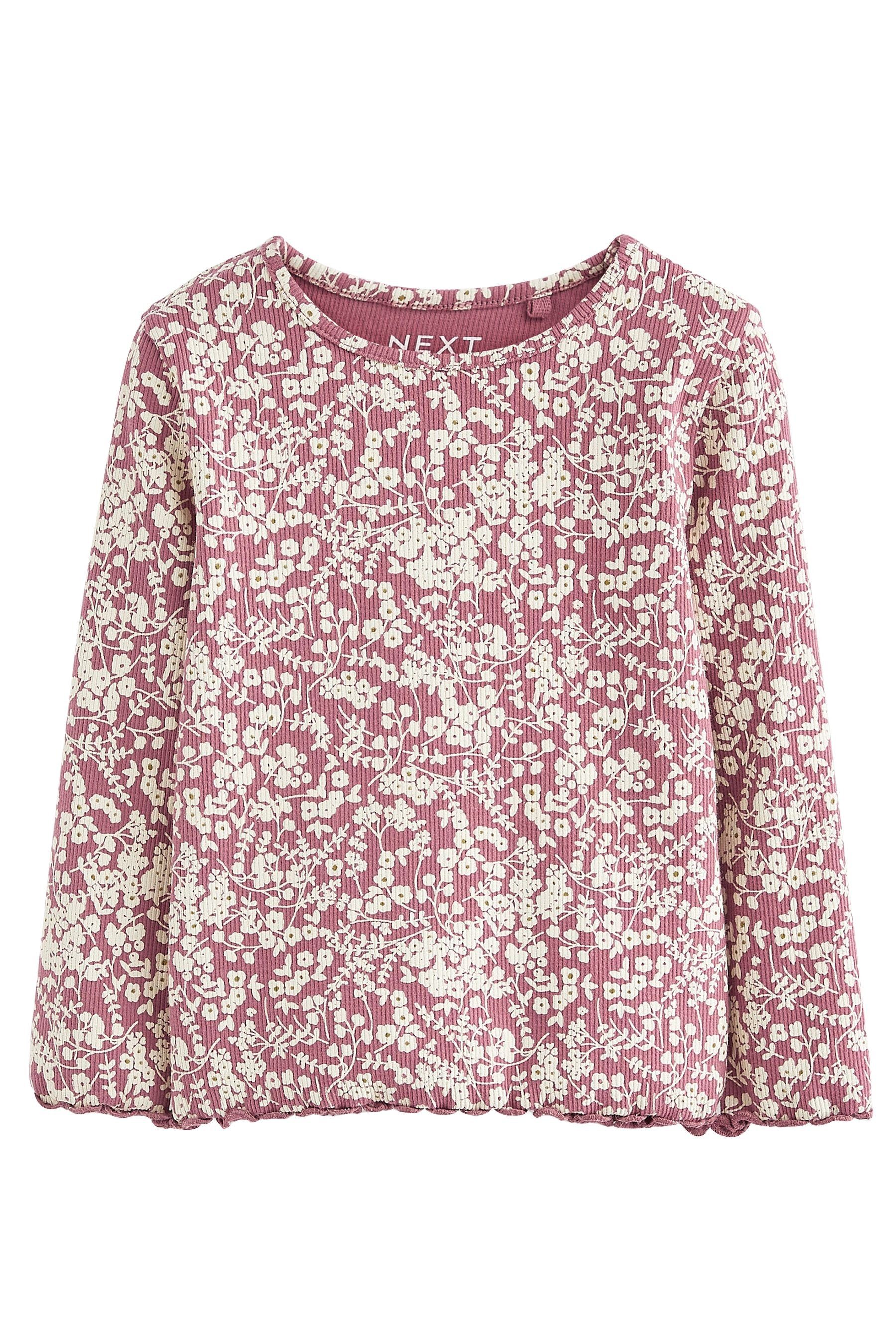 Next Langarmshirt Langärmelige, gerippte Jerseytops im 5er-Pack (5-tlg)