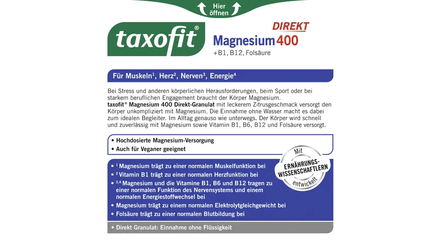 TAXOFIT Magnesium 400  Direkt Granulat