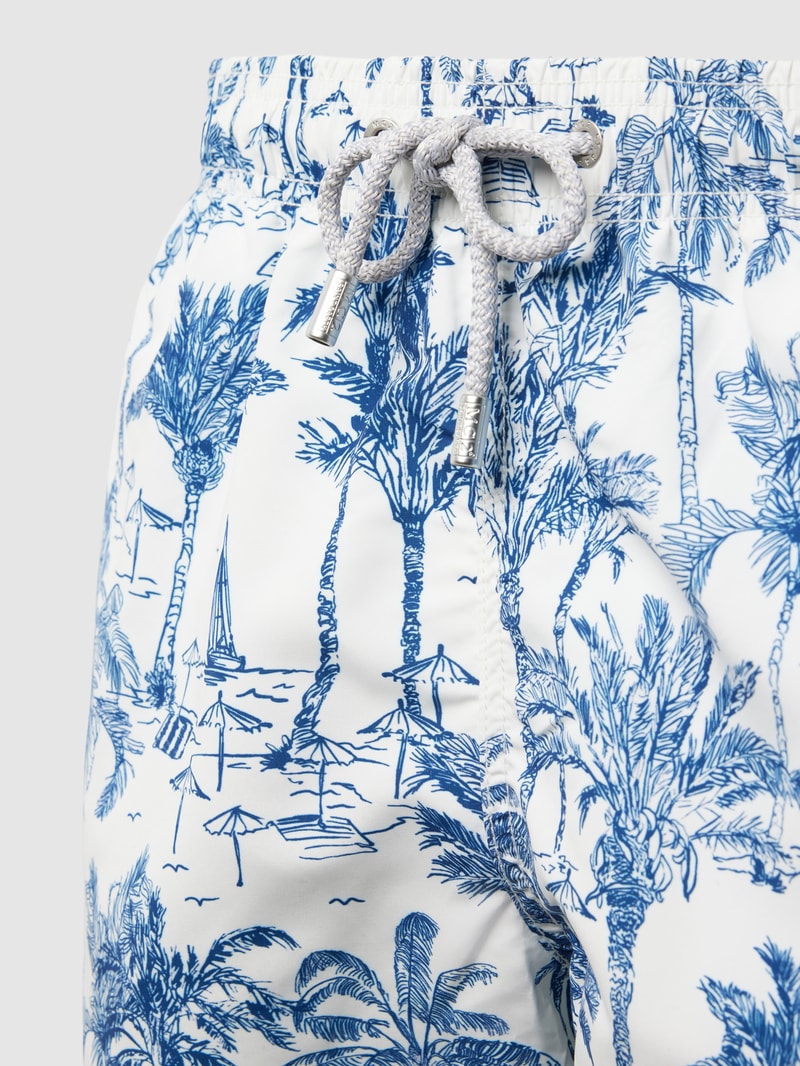 Badehose mit Motiv-Prints Modell 'GUSTAVIA' in weiß