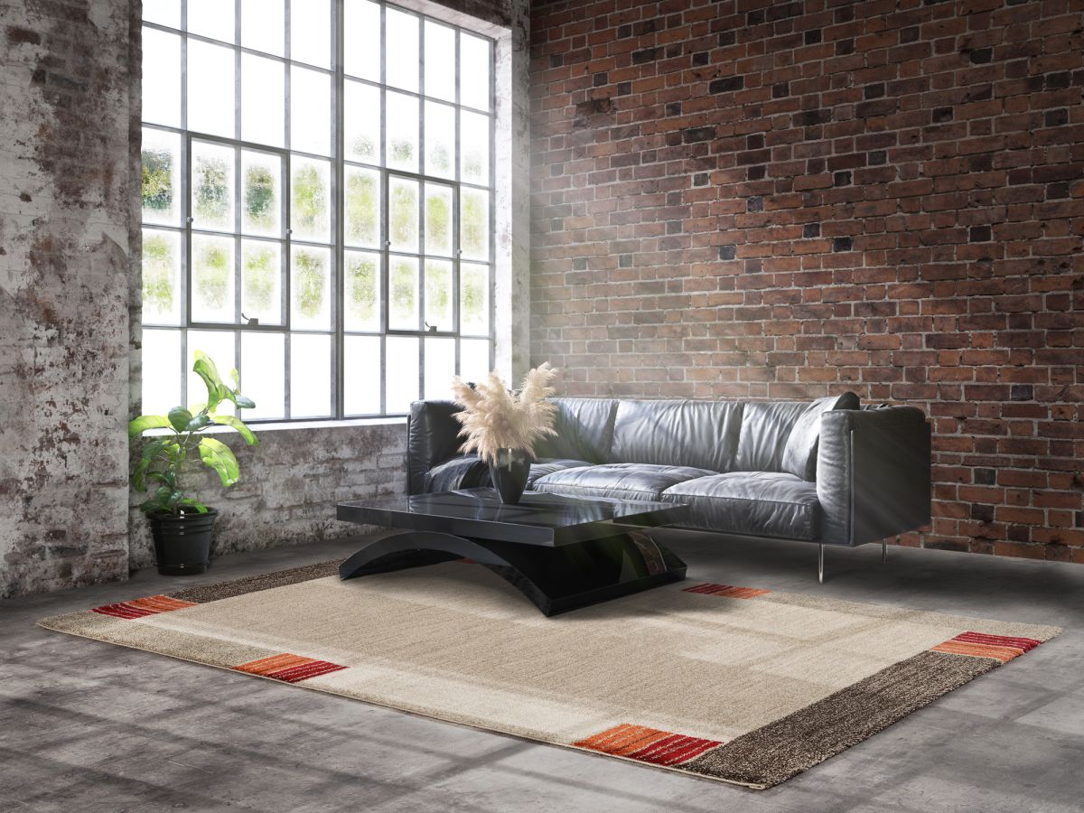 Webteppich Castle Stripe Beige-Dunkelbraun 160 x 230 cm
