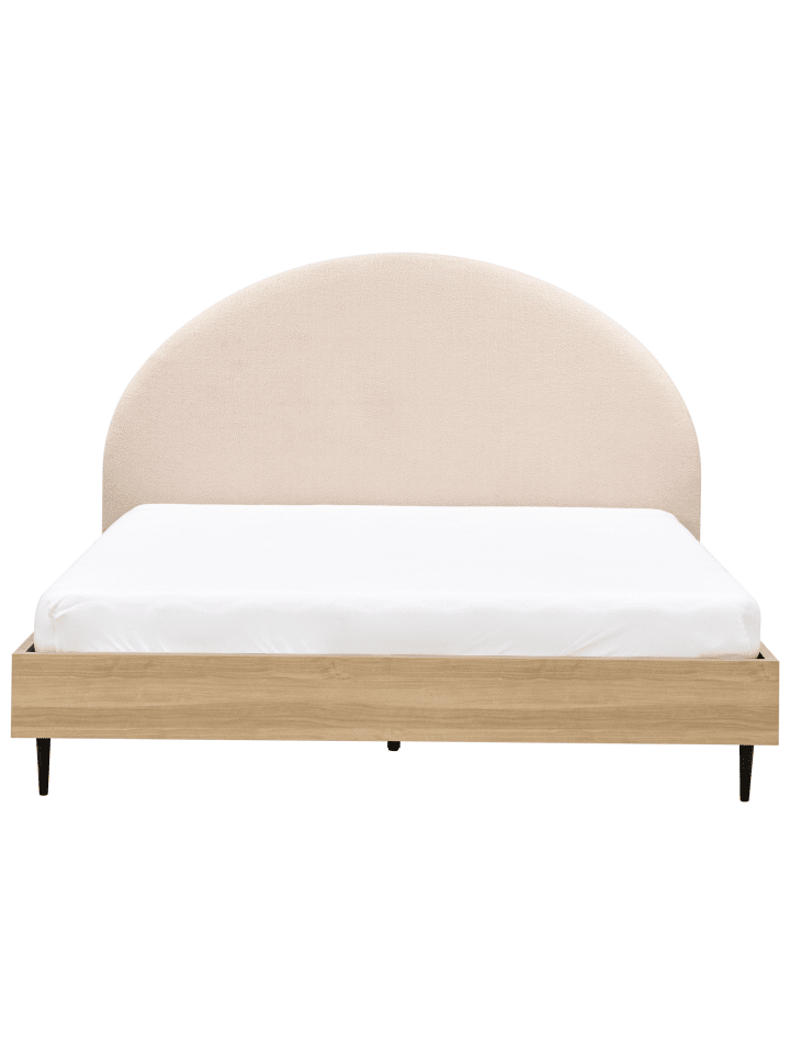 Beliani Doppelbett MILLAY in Beige/Heller Holzfarbton/Schwarz günstig kaufen onesize
