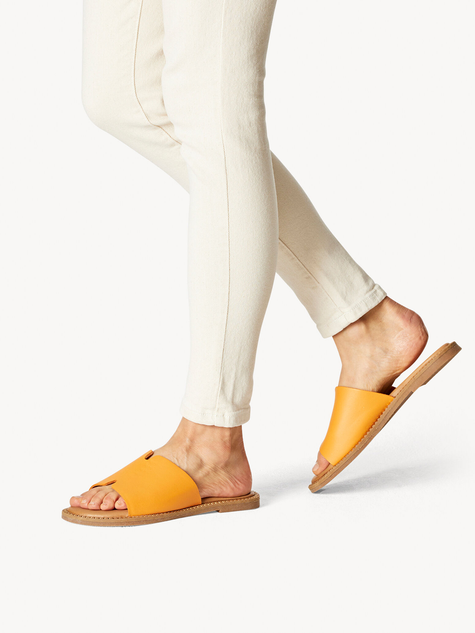 Mule en cuir - orange