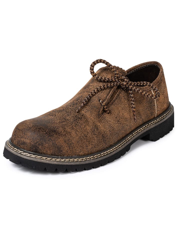 PAULGOS Haferlschuh Trachten Schnürschuh Echtleder ANTIK in Whiskybraun günstig kaufen