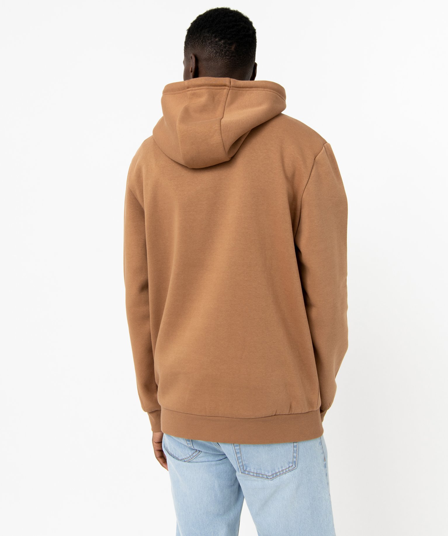 Sweat homme à capuche intérieur molletonné marron | GEMO