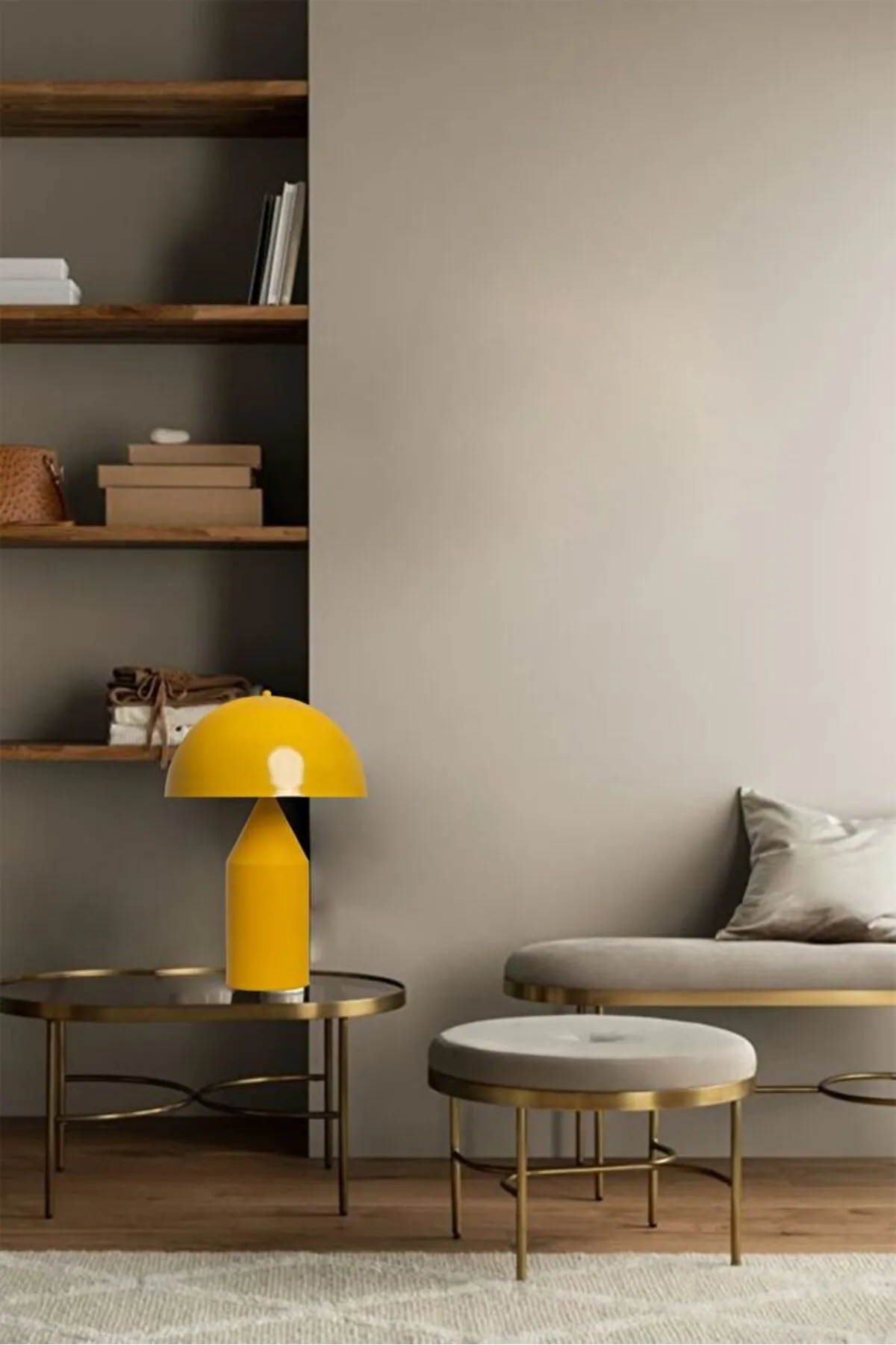Bamyum  Lipeo Tischlampe Gelb 30cm, Pilzlampe Metalllampe